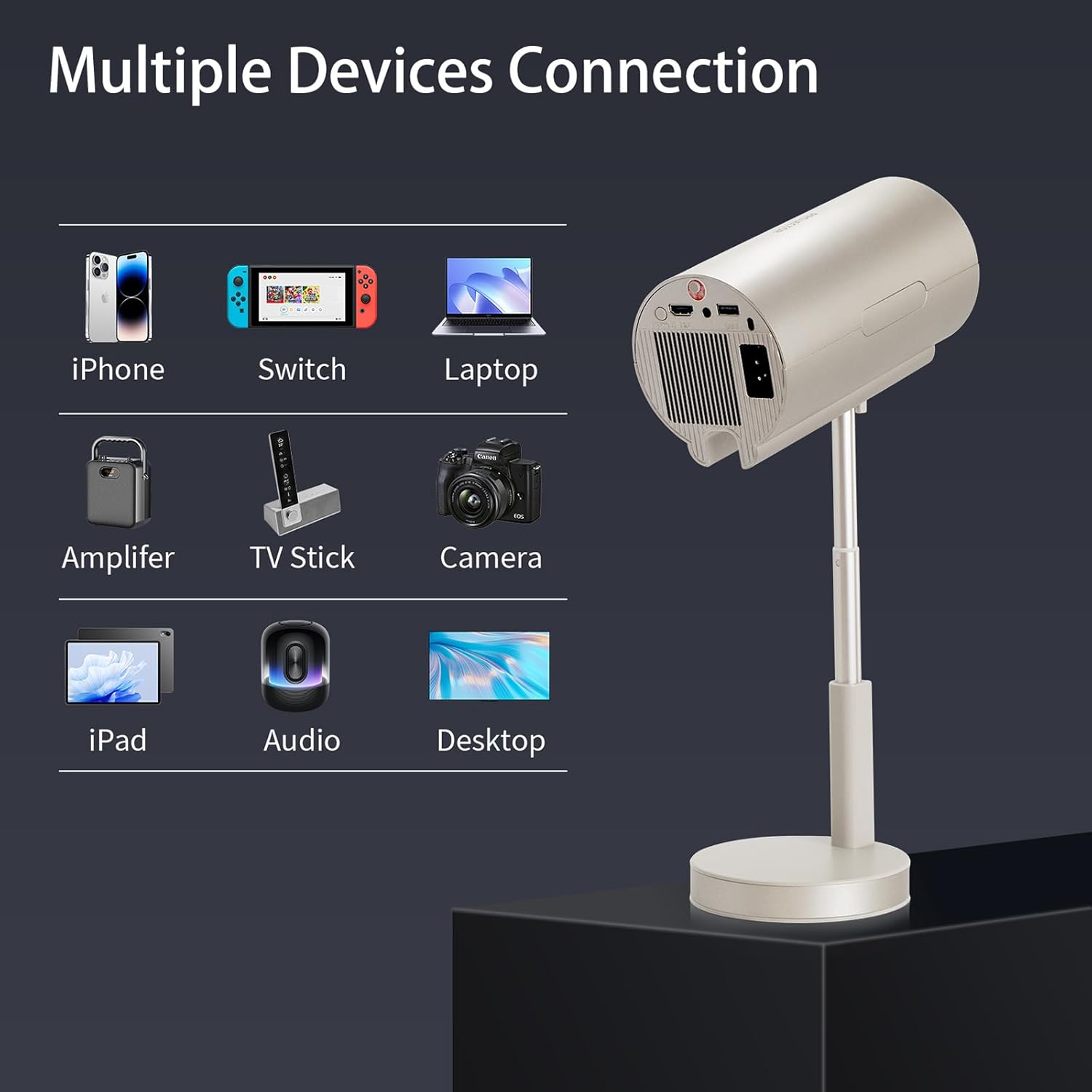 Mini Projector with WiFi and Bluetooth, Native 1080P Smart Movie Projector, Portable Projector 4K with Electric Focus, Auto Keystone, Built-In 5W Speaker, Phone Projector for iPhone/Android/TV Stick - Image 8