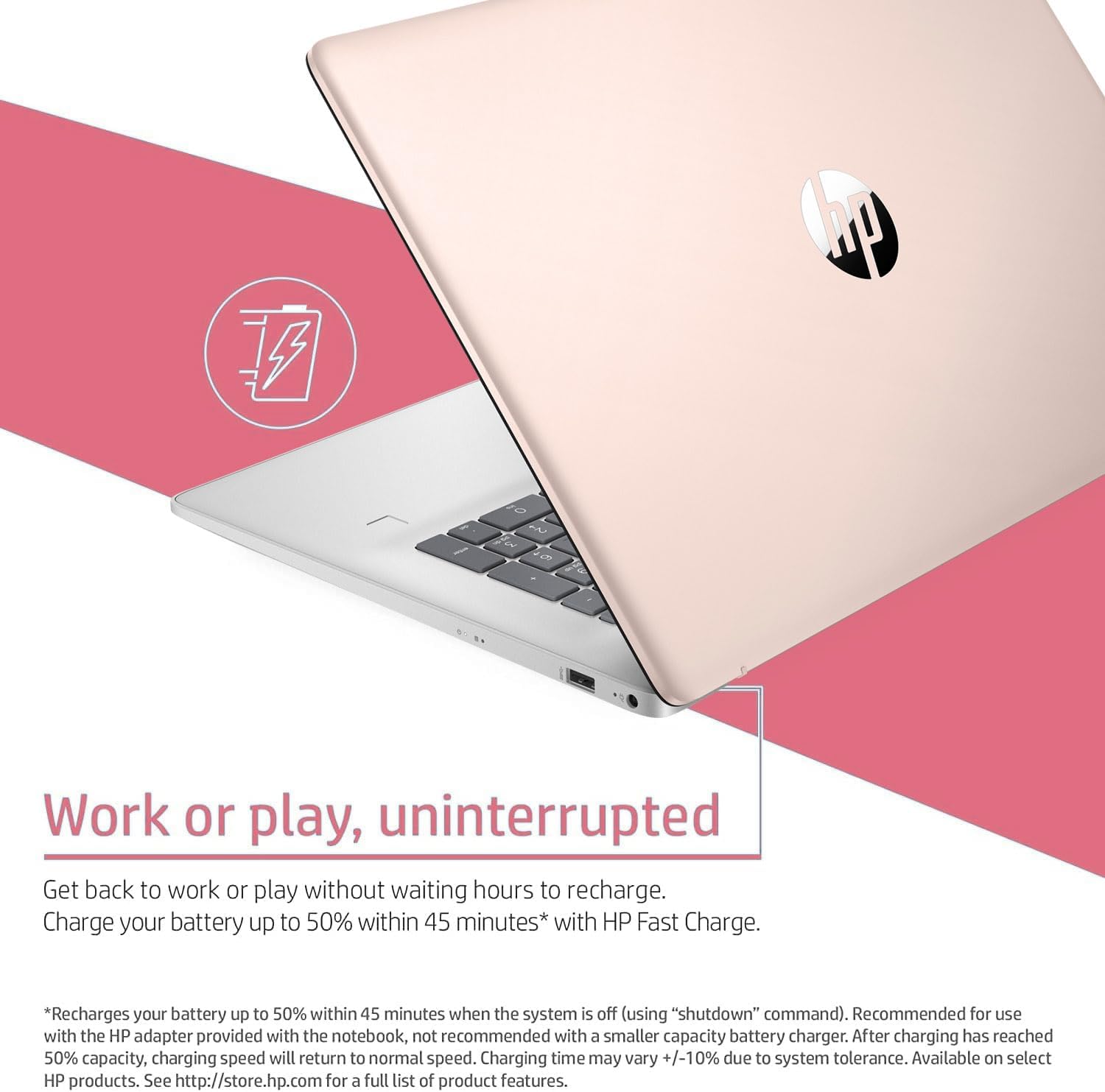 HP Essential Daily Traditional Laptop, 17.3" FHD Display, Intel Core i7-1355U, 16GB RAM, 512GB SSD, Fingerprint Reader, Backlit Keyboard, Numeric Keypad, Webcam, HDMI, Wi-Fi 6, Windows 11 Home, Rose - Image 4