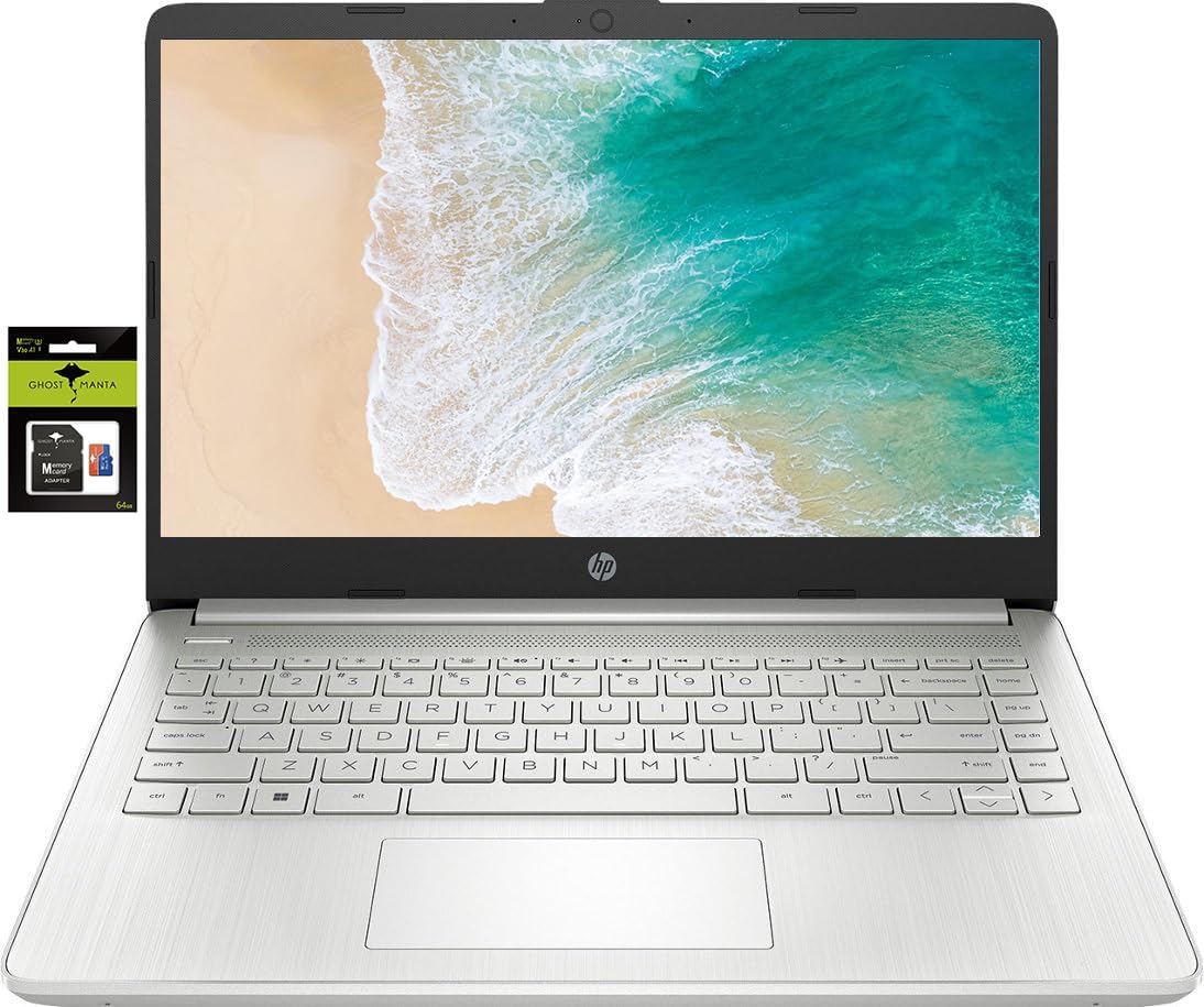 HP 14" Laptop Ultral Light for Students and Business, Quad-Core Intel Celeron Processor, 8GB RAM, 192GB Storage (128GB eMMC + 64GB Ghost Manta SD Card), HDMI, WiFi, USB-A&C, Win 11 - Image 2