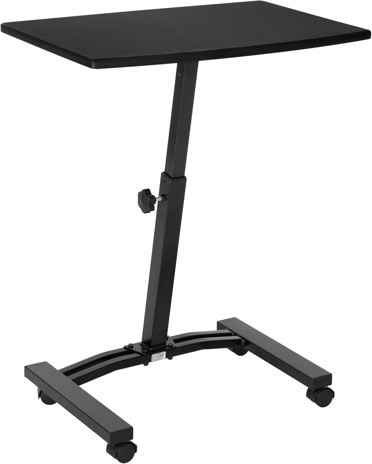 Seville Classics Airlift Mobile Height Adjustable Laptop Stand Computer Workstation for Sitting Classroom Home Office Medical Table w/Wheels, Flat Desk 24", Black - Image 5