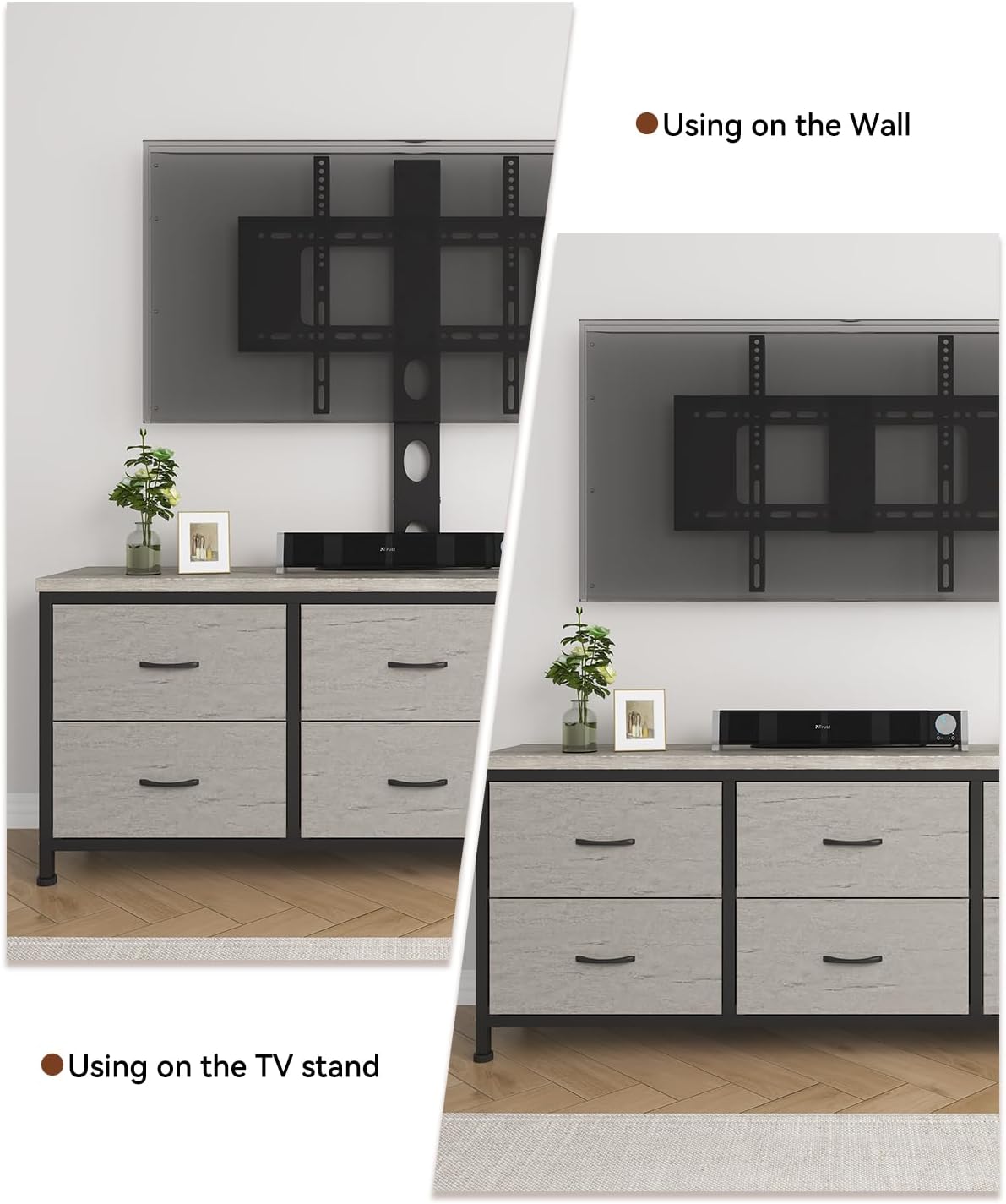 TV Stand with Mount, Fabric Dresser with 6 Drawers for 32/45/55/60/65/75/85 inch TVs, Dresser Entertainment Center, Modern Media TV Console Table - Image 6