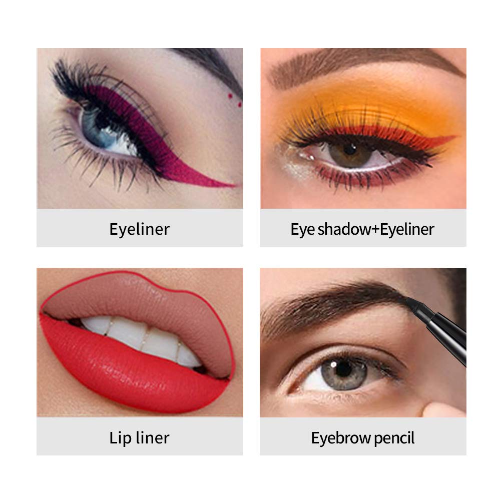 Gel Eye Liner Pencil Set, 12 Colors Retractable Long-Lasting Smooth Waterline Eye Liner Lip Liner Eyeshadow - Vegan, Cruelty Free - Image 7