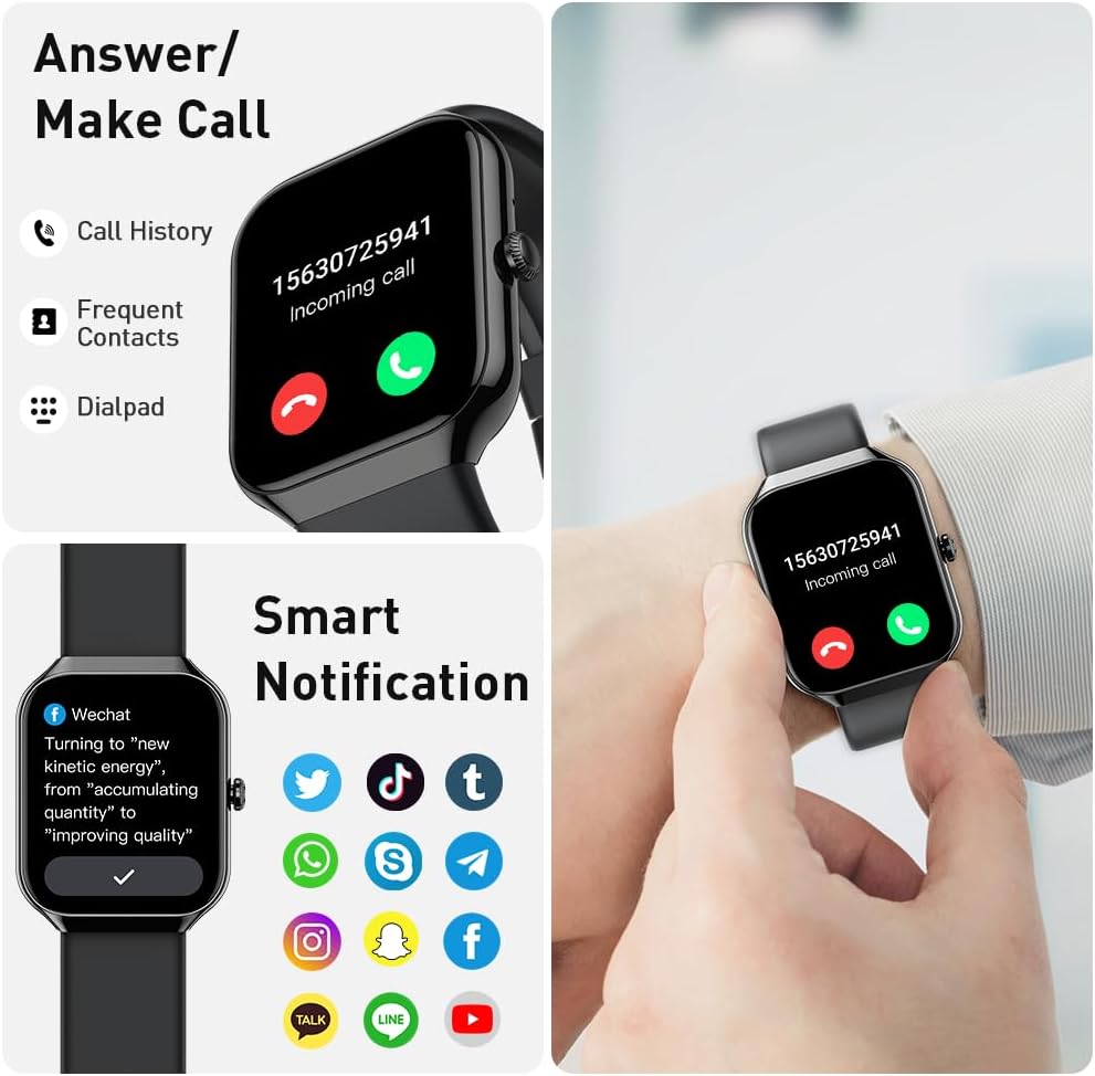 Smart Watch for Men Women(Answer/Make Call), 1.96" HD Smartwatch, 2025 New Fitness Watch with 112+ Sport Modes, Heart Rate, Sleep Monitor, Pedometer, IP68 Waterproof Activity Tracker for Android iOS - Image 4