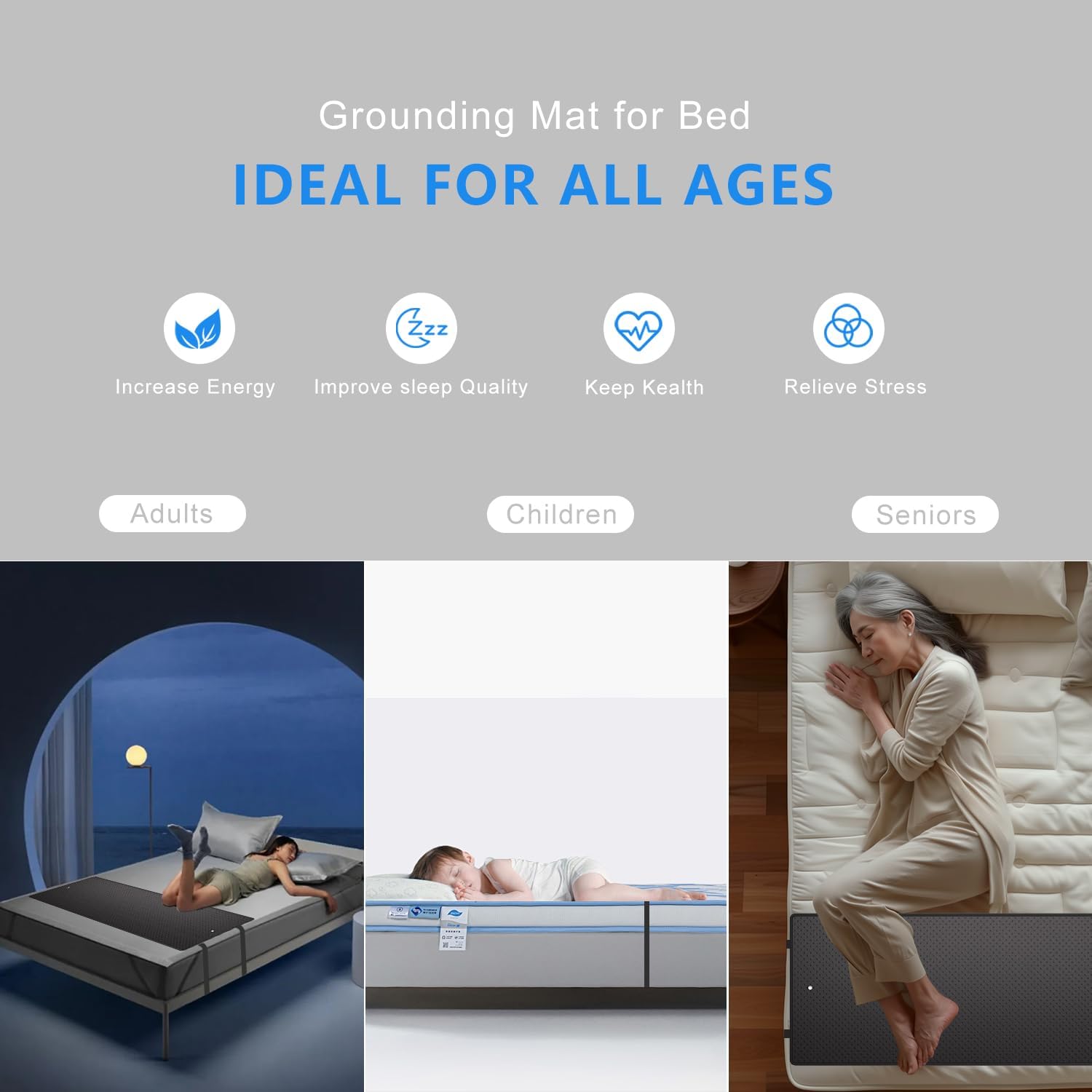 Grounding Mat for Bed, Tear-Resistant PU Leather Grounding Blanket Anti-Slip Grounding Sheets with Cord, Balance Improve Sleep, Relieve Stress & Muscle Pain, Grounded Therapy (27"x60", Queen) - Image 8