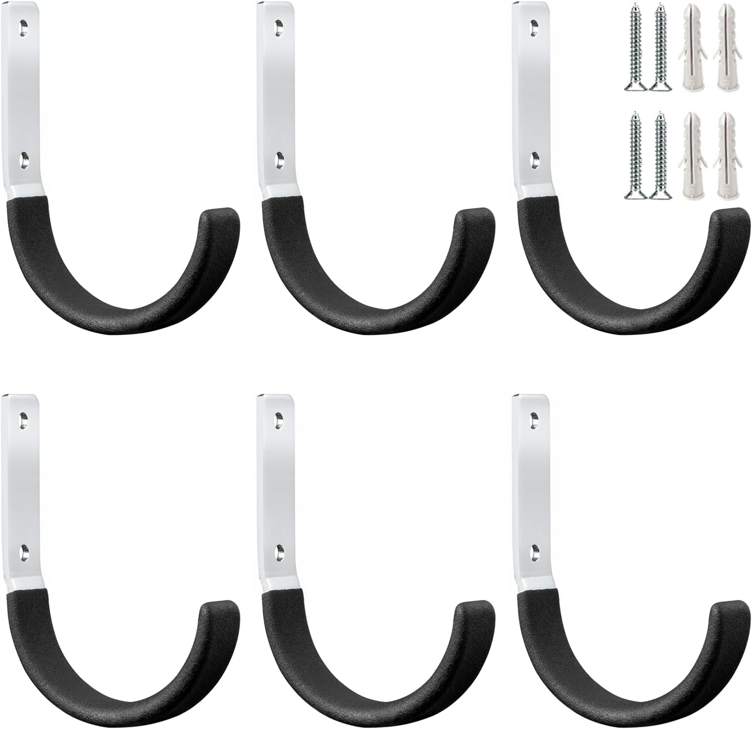 Heavy Duty Steel Garage Hooks,Garage Storage Utility Hooks,Heavy Duty Garage Garden Tool Organizer,Steel Wall Mount Hooks, Garden Hose Hanger, Small U Hooks (Black 6 Pack) - Image 2