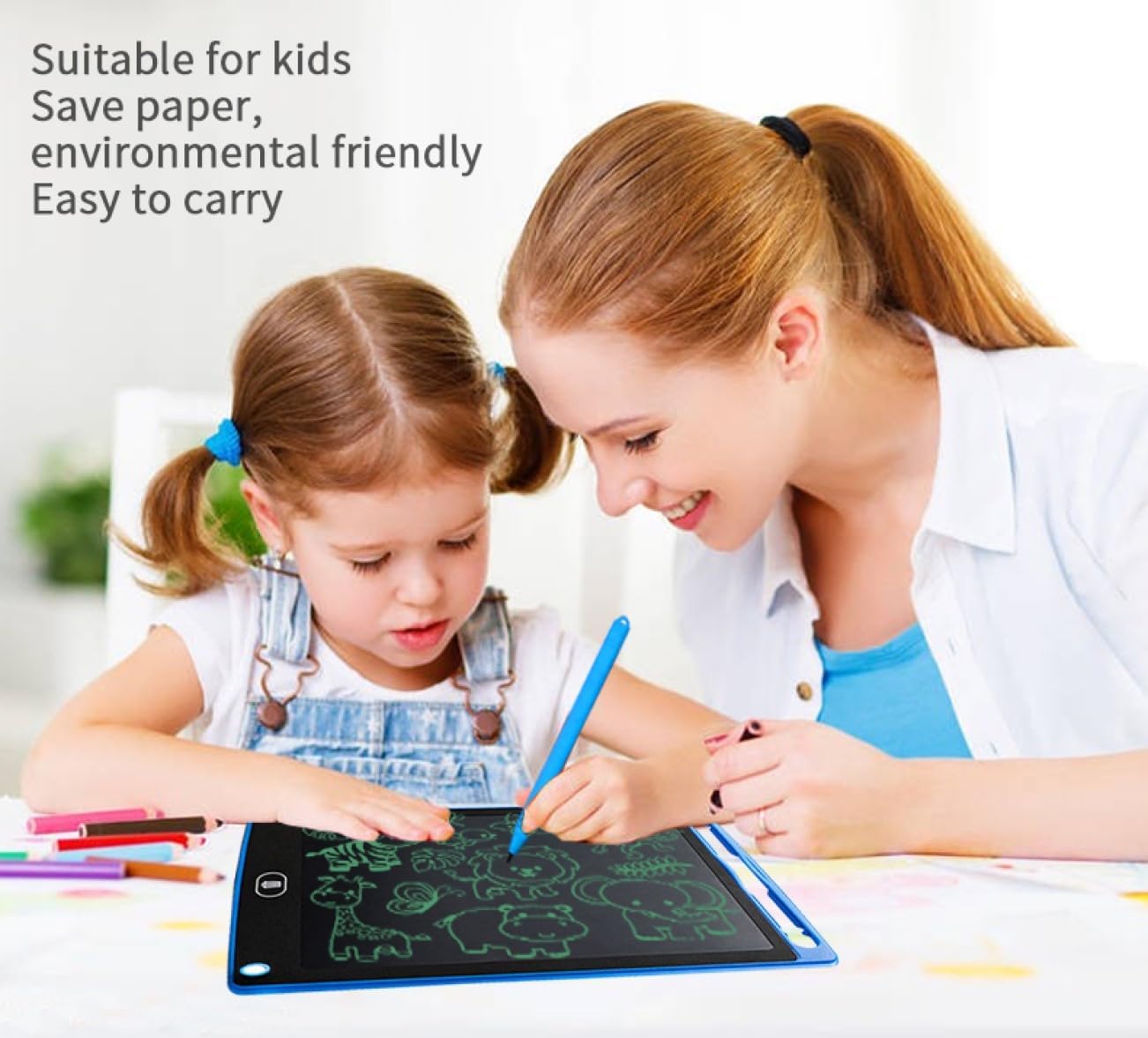 2 Pack Colorful LCD Writing Tablets & Doodle Boards, Electronic Erasing Scribble & Draw Pads, Educational and Fun Toy for Ages 3 Years and up (Light Blue/Pink) - Image 3