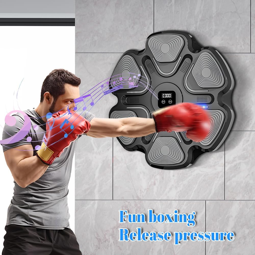 2025 Music Boxing Machine Upgrade, Interactive Punching Trainer with Boxing Gloves, Wall Mounted Electronic Boxing Target for Adults and Kids, Space-Saving,Brings Fun Workouts and Family Fun - Image 6