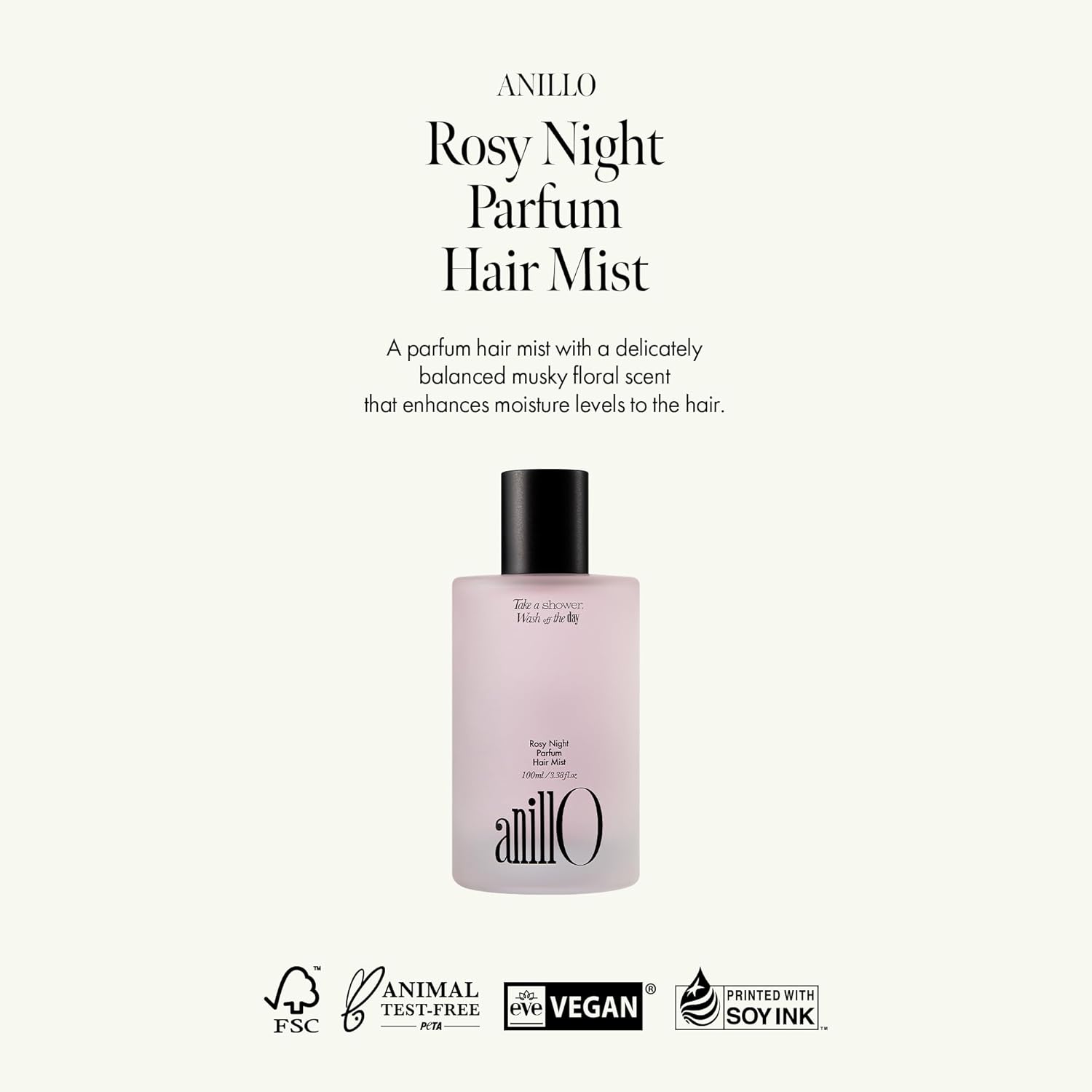 Rosy Night Vegan Hair Perfume Long-Lasting Floral Musky Scented with Damask Rose Extract, Rosehip Oil, Peptide Complex for All Hair Type, Free of Silicone & Parabens (3.38 fl. Oz) - Image 3