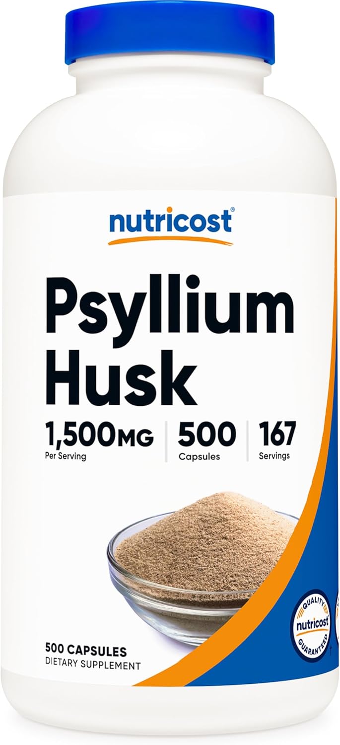Nutricost Psyllium Husk 1500mg Per Serving, 500 Capsules - Non-GMO & Gluten Free - Image 2