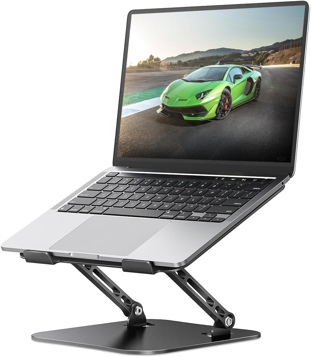 Adjustable Laptop Stand for Desk, Aluminum Portable Laptop Stand, Lightweight 500g, Foldable Ergonomic Computer Notebook stand Holder for 11-16" MacBook Air Pro, Dell XPS,HP Computer Notebook, Black - Image 2