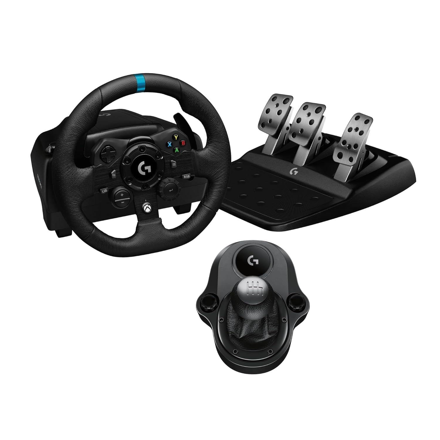 Logitech G923 Driving Force Racing Wheel and Pedals, Force Feedback + G Driving Force Shifter - Xbox Series X|S, Xbox One and PC, Mac - Black - Image 2