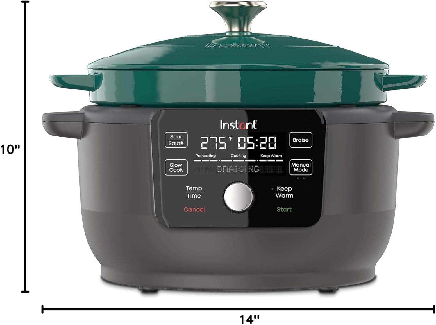 Instant Electric Round Dutch Oven, 6-Quart 1500W, From the Makers of Instant Pot, 5-in-1: Braise, Slow Cook, Sear/Sauté, Cooking Pan, Food Warmer, Enameled Cast Iron, Included Recipe Book, Green - Image 9