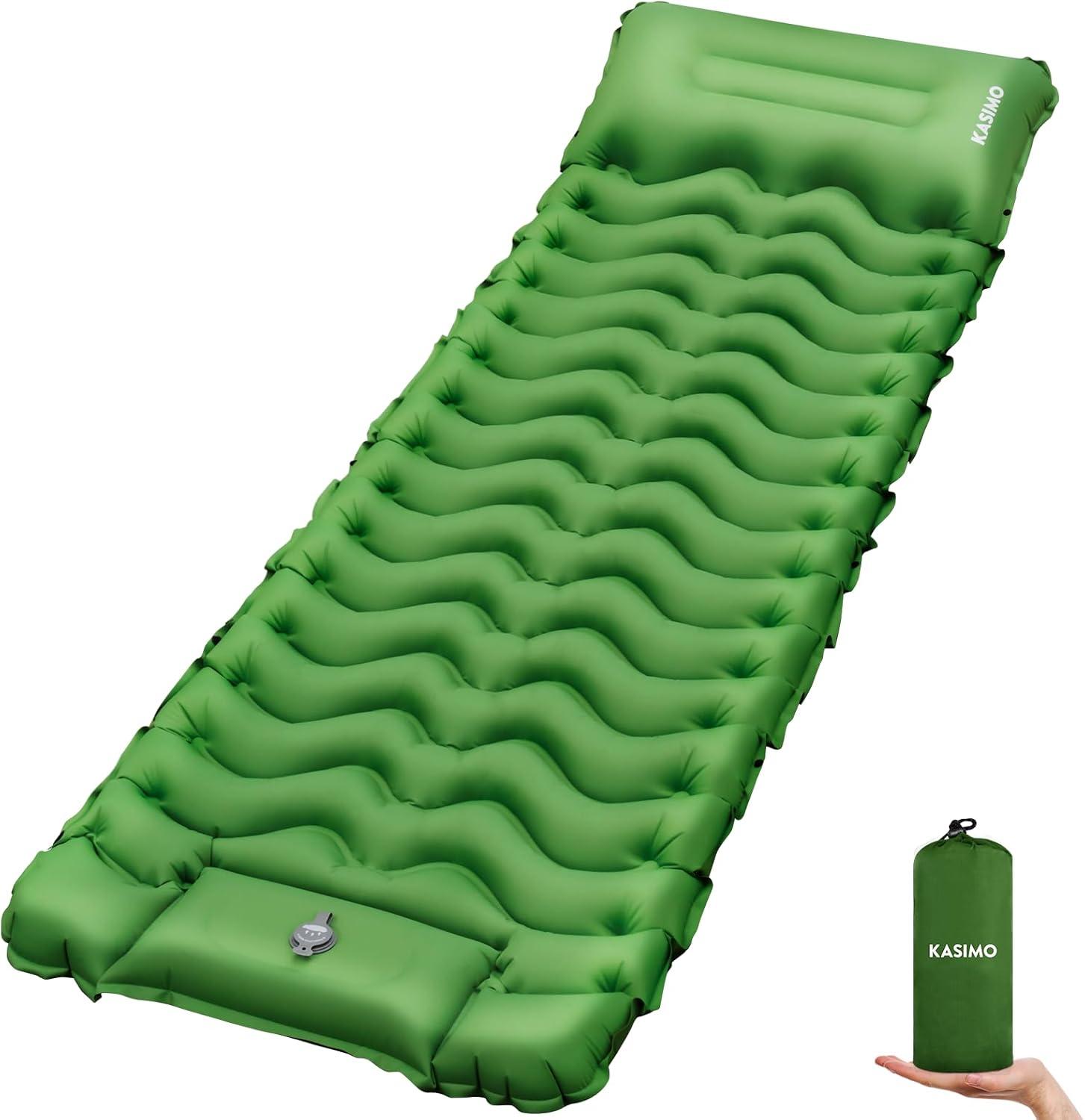 KASIMO Camping Sleeping Pad, Ultralight Camping Mat with Pillow Built-in Foot Pump Inflatable Sleeping Pads Compact for Camping Backpacking Hiking Traveling Tents - Image 2