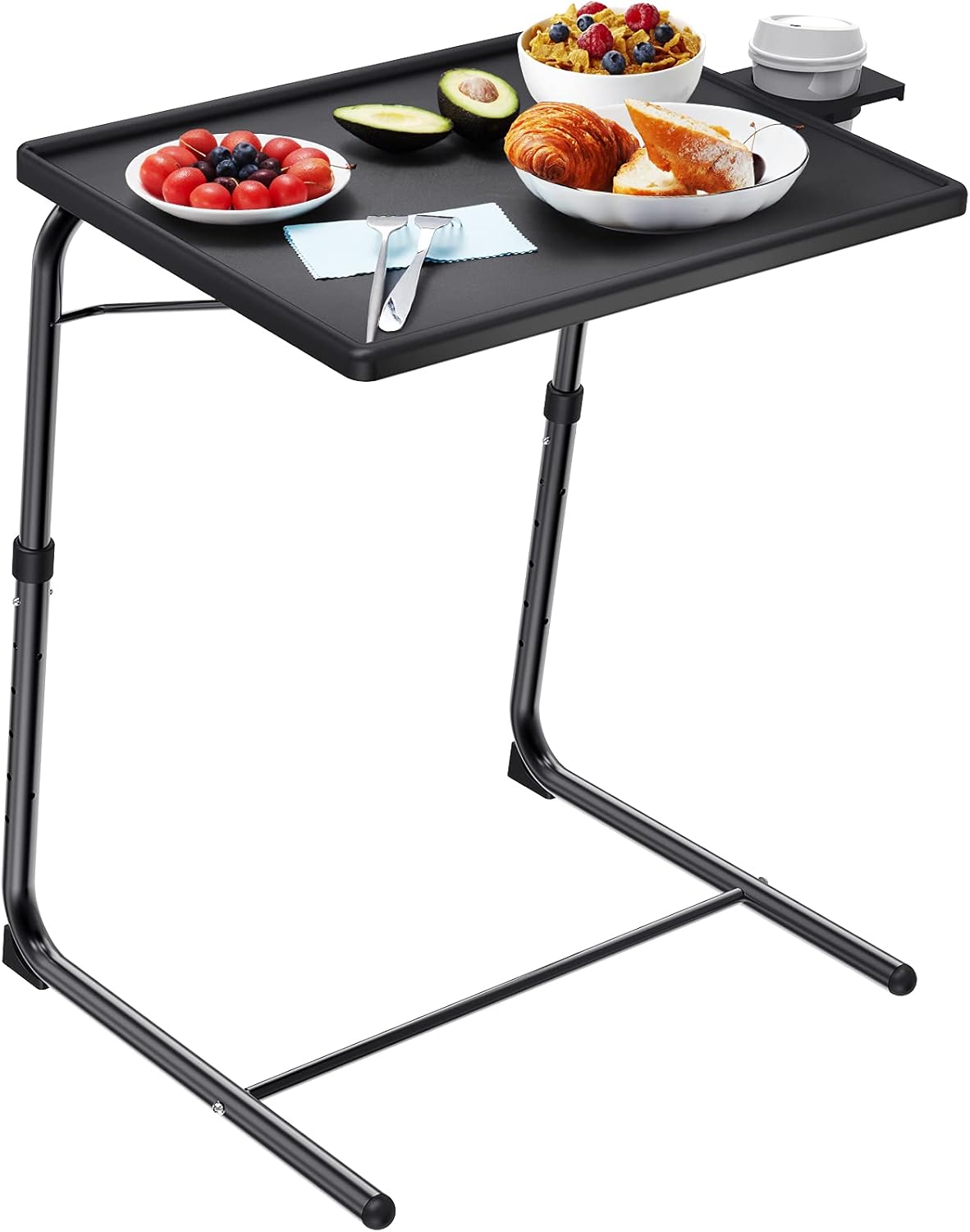 Adjustable TV Tray Table - TV Dinner Tray on Bed & Sofa, Comfortable Folding Table with 6 Height & 3 Tilt Angle Adjustments (Black) - Image 9