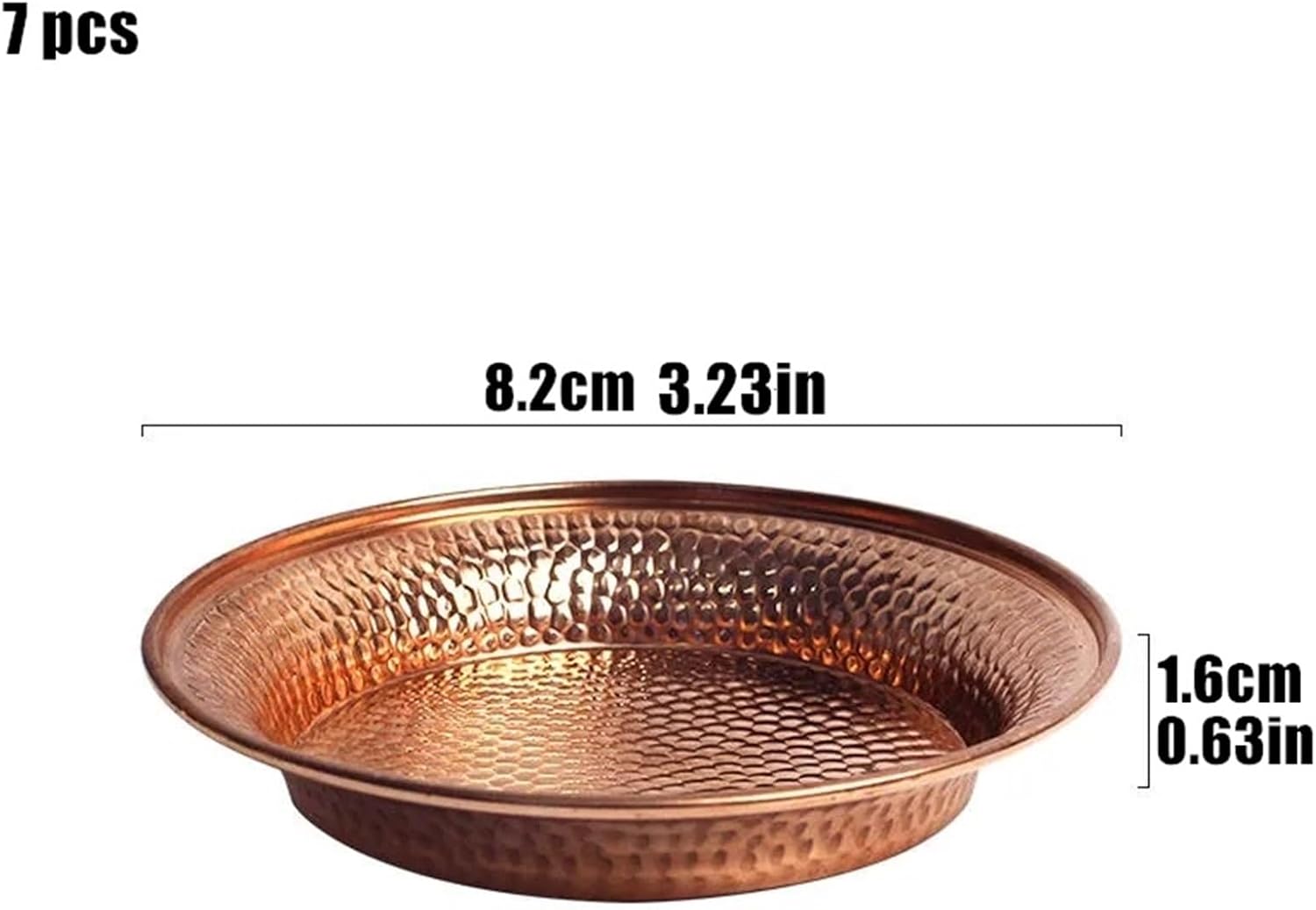 Dinner plate, 7 Pieces Pure Copper Drinking Plate Dinner Plate Fruit Plate Bread Plate Home Gift Decoration for Kitchen Diner Hotel Party,Dinnerware(8.5cm) - Image 3