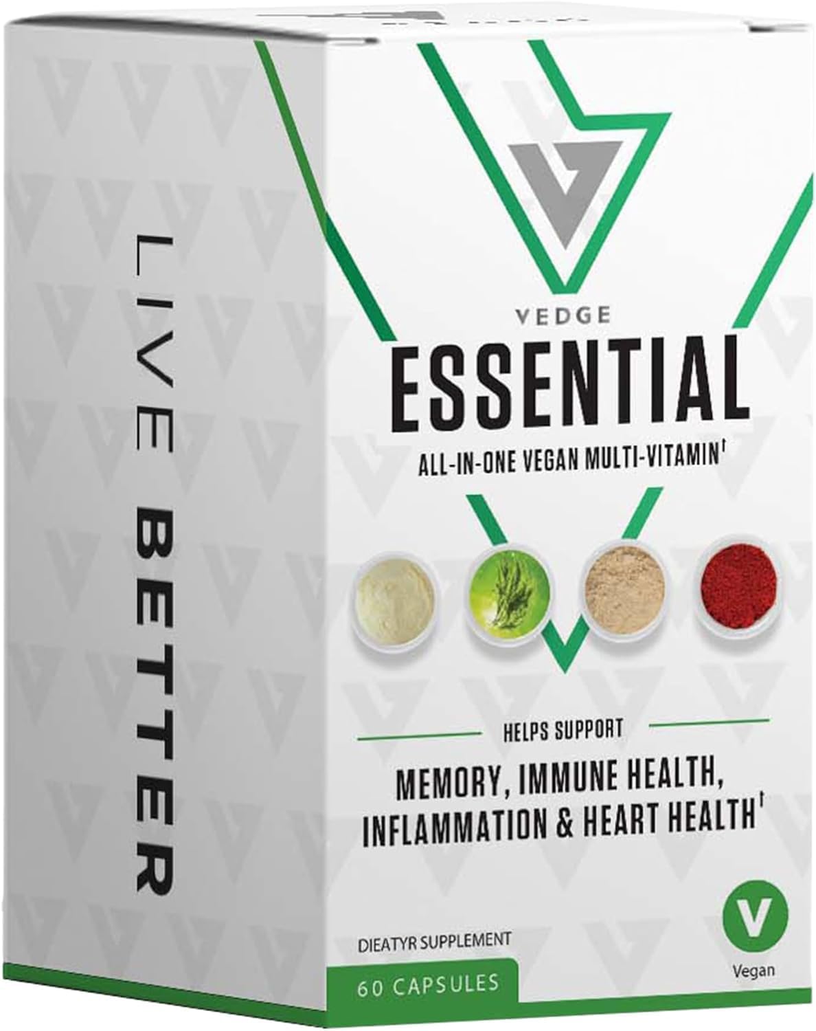 vedge Vegan Omega 3 - Daily Multivitamin Contains Vitamin D, Vitamin B12, Algal Oil for Vegan EPA & DHA - Natural Vitamins, Minerals - 30 Day Supply Nutrition Essential - Image 2