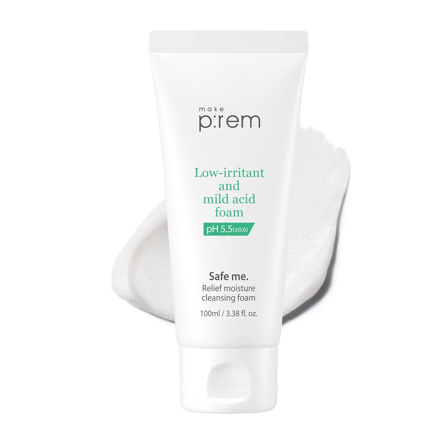 MAKE P:REM Safe Me. Relief Moisture Cleansing Foam, Delicate Eye-Friendly Face Wash, pH Balanced Deep Pore Cleansing, Korean Skin Care, 100ml, 3.38 Fl.Oz. - Image 2