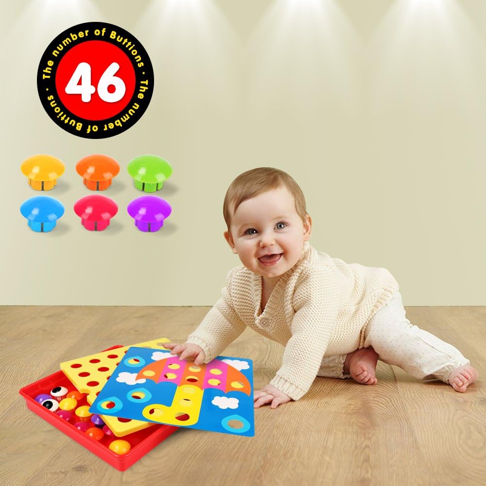 AMOSTING Matching Mosaic Pegboard – Sensory Early Educational Kids Activity, Gifts for Toddlers - Image 8
