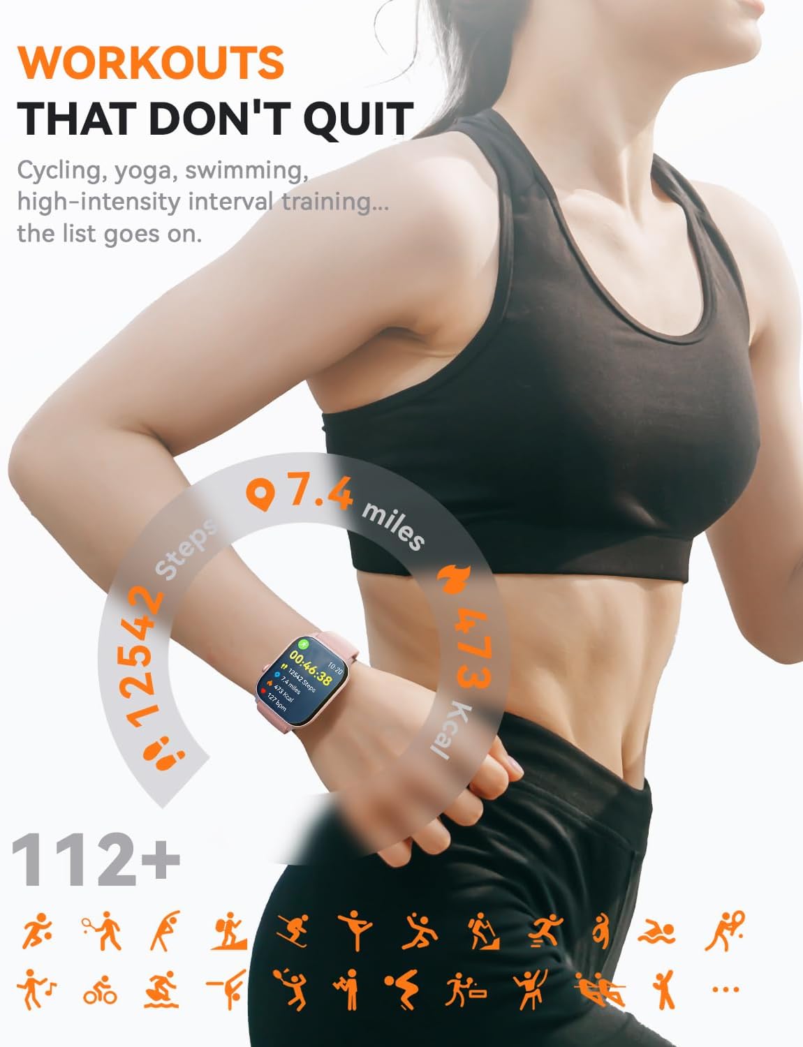 Smart Watch for Men Women- Answer/Make Call, 2025 IP68 Waterproof Fitness Tracker Watch with Sleep Monitor Step Counter Activity Smartwatch for Andriod iOS Phones (Pink, 1.83) - Image 4