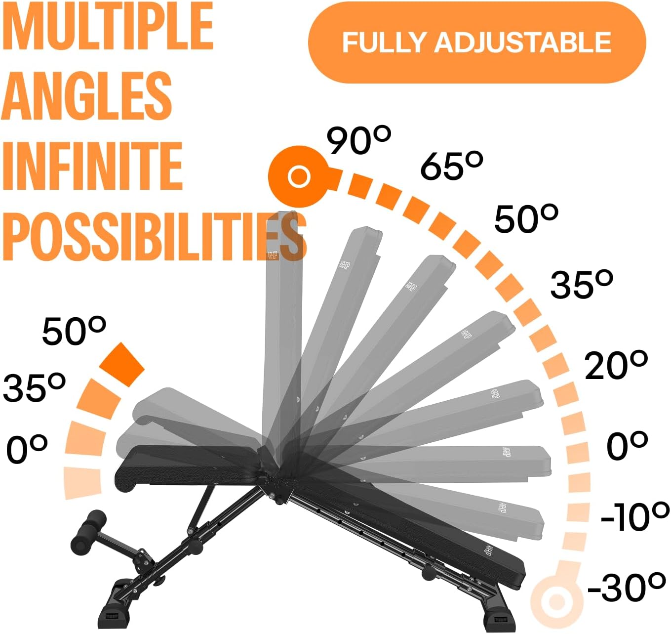 AIRHOP Upgraded Adjustable Weight Bench, Bench Press Full Body Workout, Quick Fold Space Saving, Workout Bench for Home Gym Strength Training - Image 8