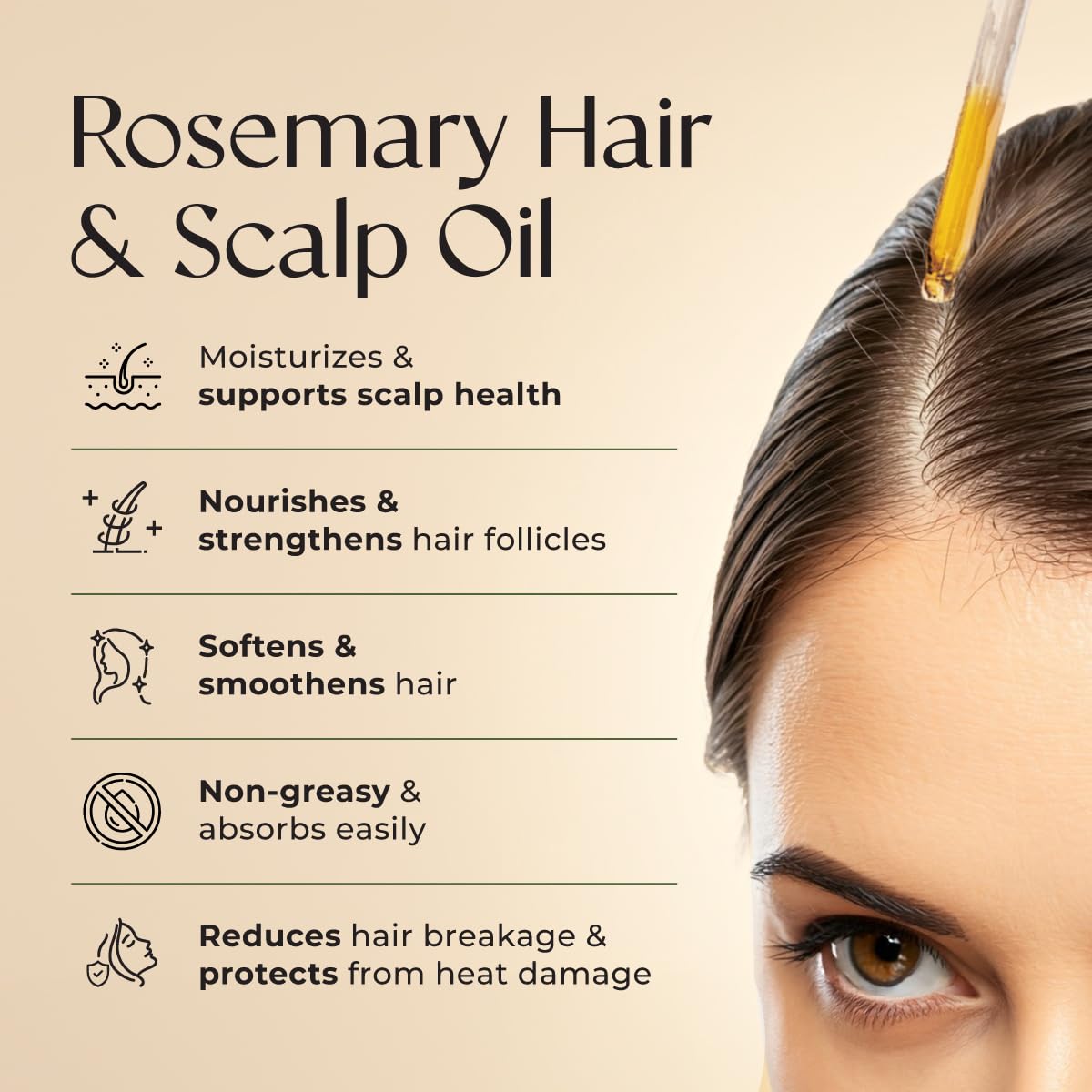 Gya Labs Rosemary & Castor Hair Growth & Styling Oil - 4 Fl Oz - Rosemary to Strengthen Hair - Protect & Tame Frizz, Dry Scalp - Hair & Scalp Hydration with 0.17 Fl Oz Deep Revival Argan Oil - Image 3