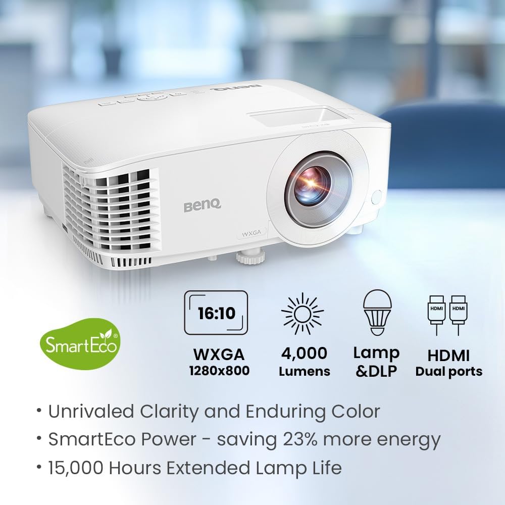 BenQ WXGA Business Projector (MW560) - DLP - 4,000 Lumens High Brightness - 20,000:1 High Contrast Ratio - Dual HDMI, VGA - Auto Keystone Correction - Simple Setup - SmartEco Technology - Image 3
