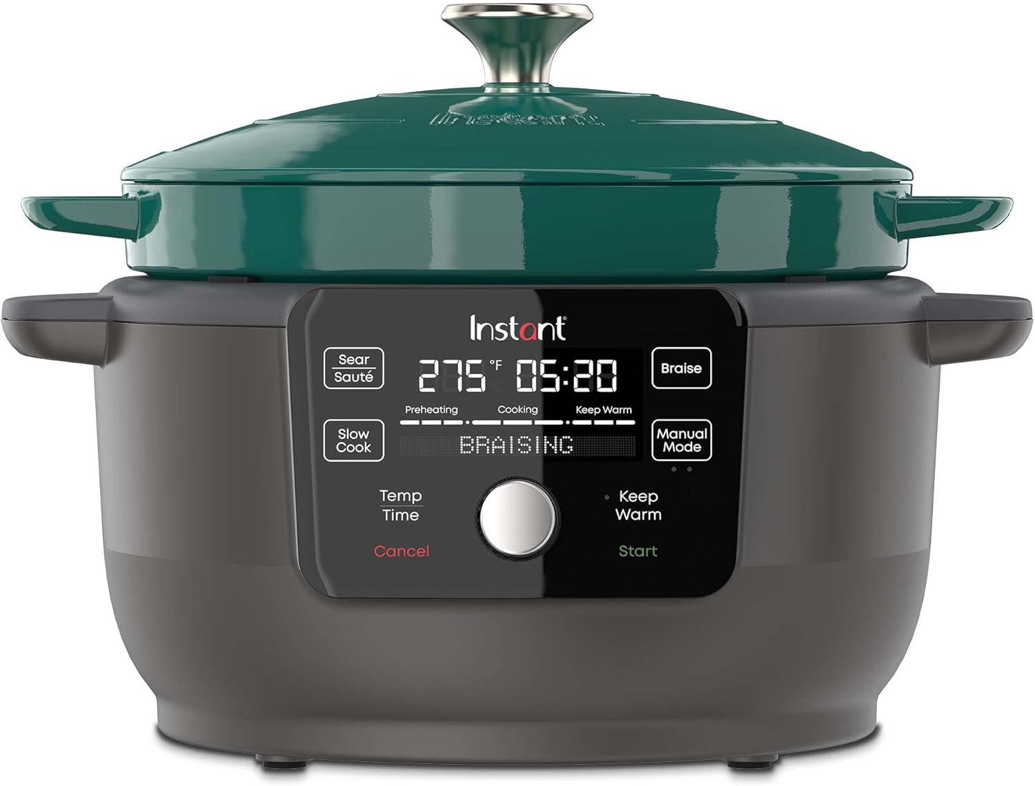 Instant Electric Round Dutch Oven, 6-Quart 1500W, From the Makers of Instant Pot, 5-in-1: Braise, Slow Cook, Sear/Sauté, Cooking Pan, Food Warmer, Enameled Cast Iron, Included Recipe Book, Green - Image 2