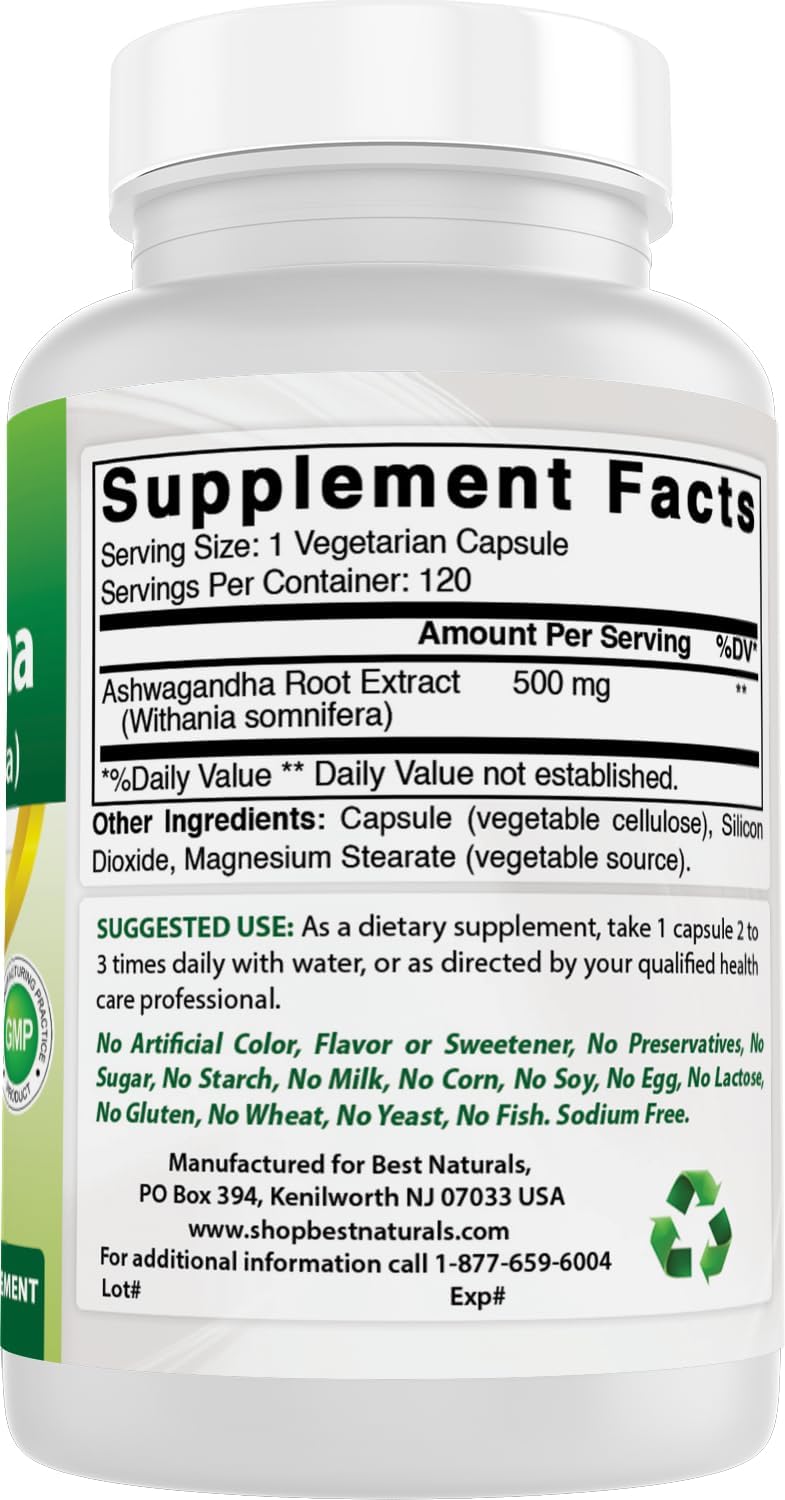 Best Naturals Ashwagandha Extract 500 Mg 120 Capsules (Pack of 2) - Image 7