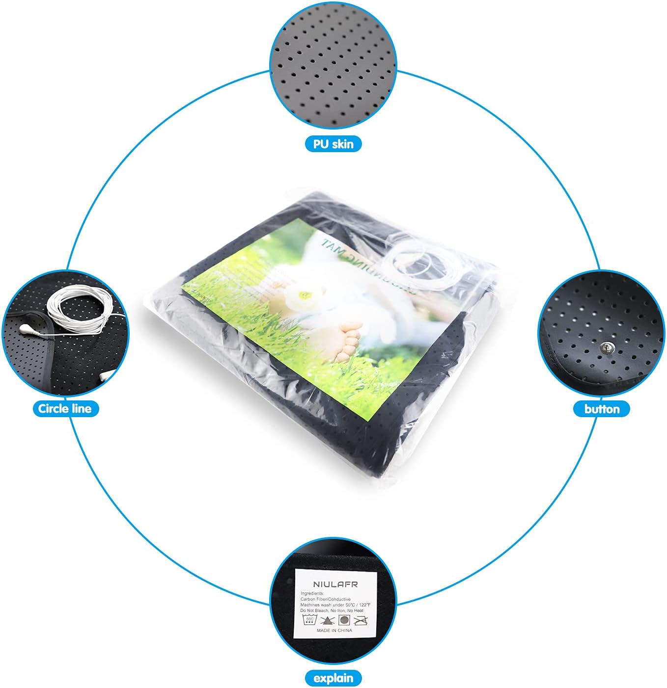 Grounding Mat for Bed,Grounding Pad for Sleep, Improve Sleep, Pain and Stress Relief, Anti-Slip PU Leather Grounding Healthy Therapy Mattress at Home, Office, Work with Grounding Cord (27 * 78IN) - Image 6