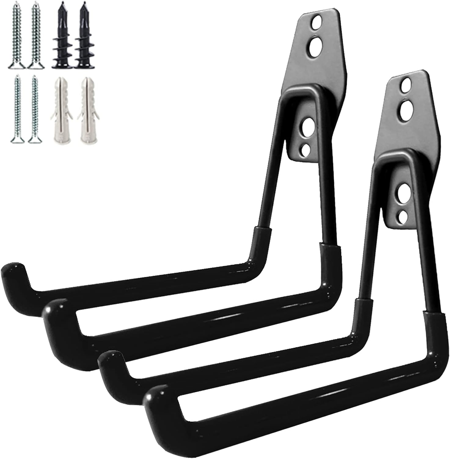 Garage Storage Utility Hooks,Garage Garden Tool Organizer,Steel Wall Mount Hooks, Large Garden U Hooks (2 Pack) - Image 2