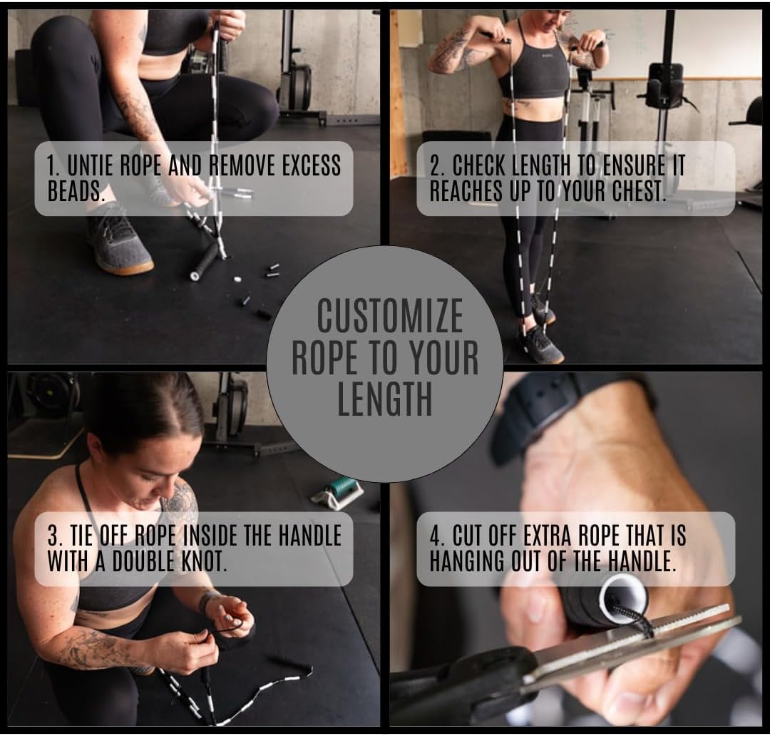 Beaded Jump Rope for Functional Fitness Athletes - Grip Tape Handles - Tangle-Free - Adjustable - Jump rope for Adults, Teens, and Kids (Parent) - Image 6
