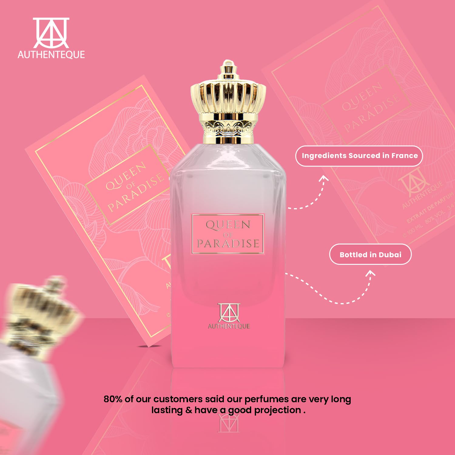 Queen of Paradise - Long lasting Arabian Perfumes for Women - Sweet Strawberry & Vanilla Fragrance - Extrait De Parfum 3.4oz (100ml) - Luxury Dubai Perfume, Exotic, EDP - Image 8