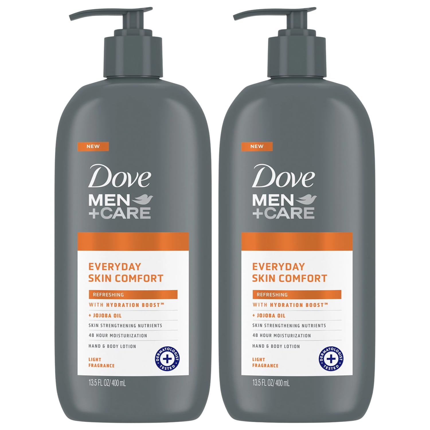 Dove Hand & Body Lotion, Men+Care Value Pack – Everyday Skin Comfort Formula with Shea Butter & Jojoba Oil, Refreshing Lotion for Dry Skin, 13.5 Fl Oz (Pack of 2) - Image 2