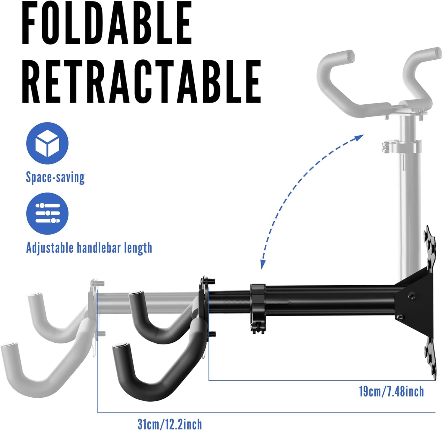 Bike Wall Mount Hanger - Adjustable Horizontal Bicycle Storage Rack for Garage and Home - Metal Hook Holder for Road, Mountain, and Hybrid Bikes - Image 4