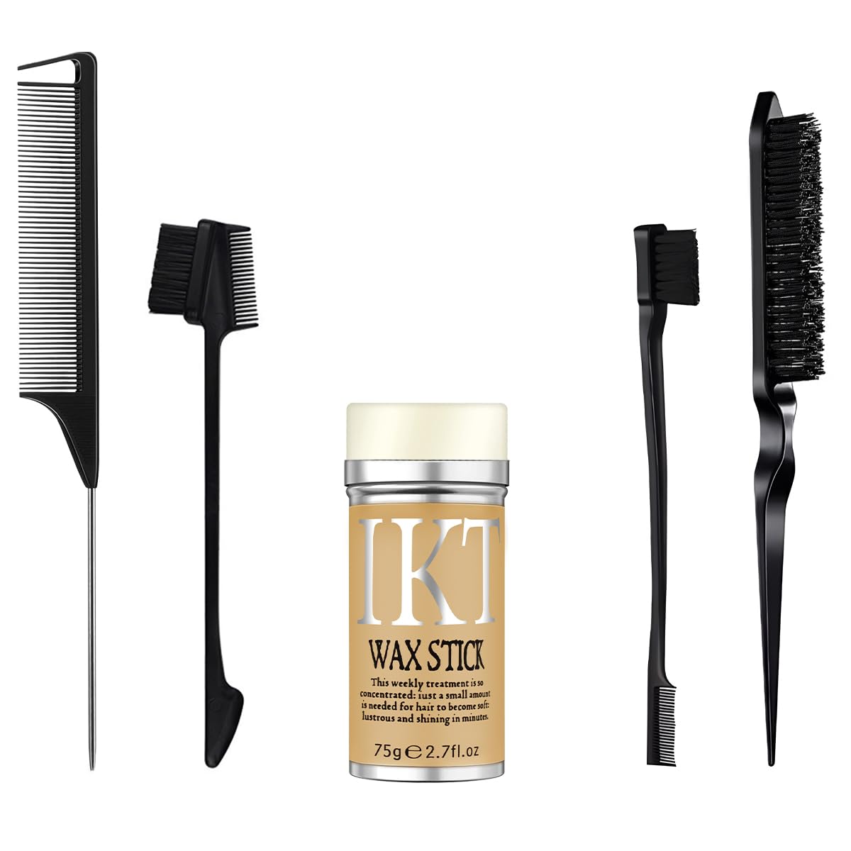 VOLLUCK Hair Wax Stick for Wigs + 4 PCS Edge Brushes Hair Styling Comb Set, Edge Control Slick Stick Hair Pomade 2.7Oz Stick Non-greasy Styling Wax, Long Lasting, Strong Hold Temporary Hair Product - Image 2