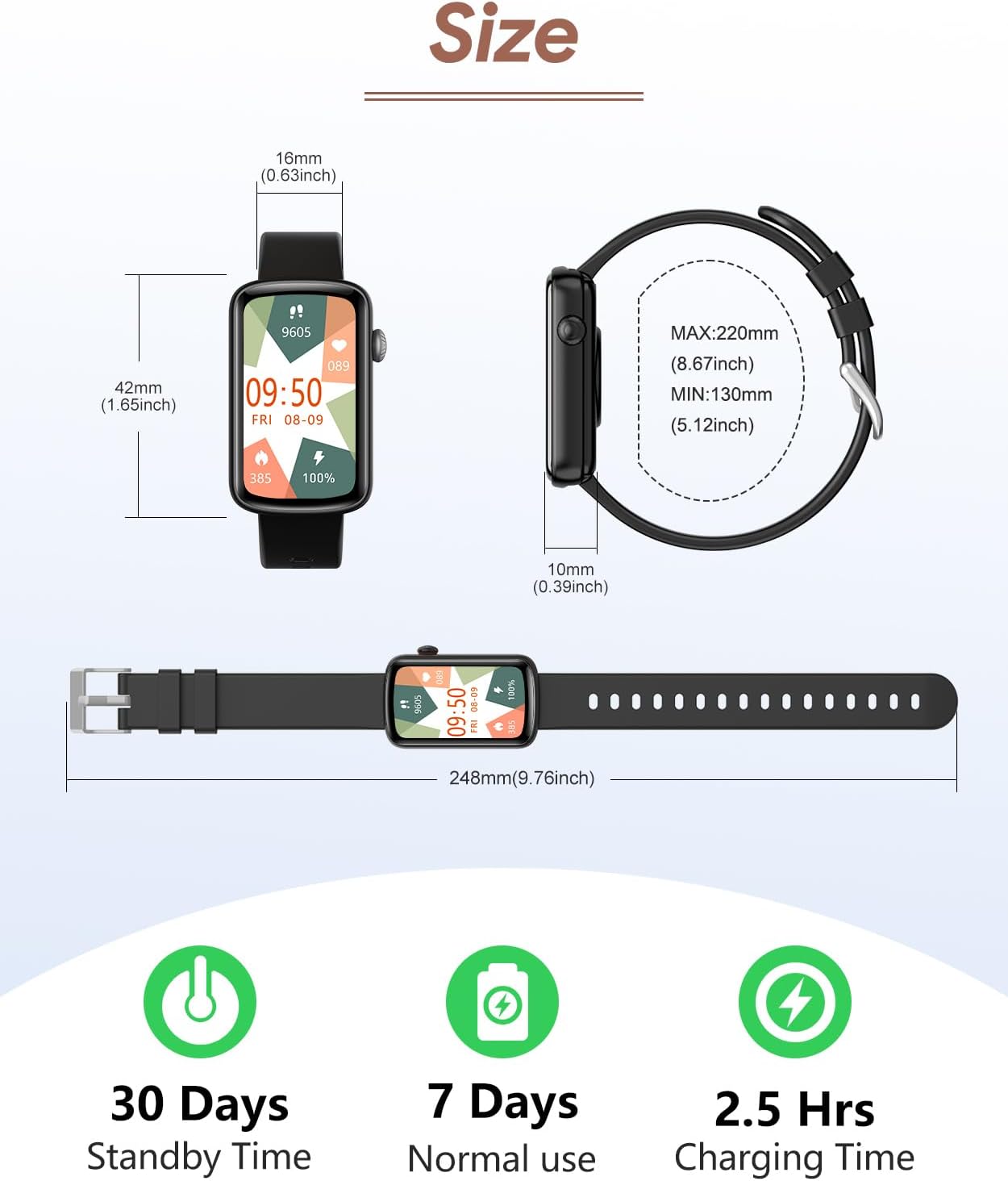 RUIMEN Fitness Tracker, Fitness Watches for Women Men with Heart Rate Monitor Blood Oxygen Sleep Tracker Pedometer, 1.47" Smart Watch Step Calorie Counter for Android iOS IP68 Waterproof (Black) - Image 10