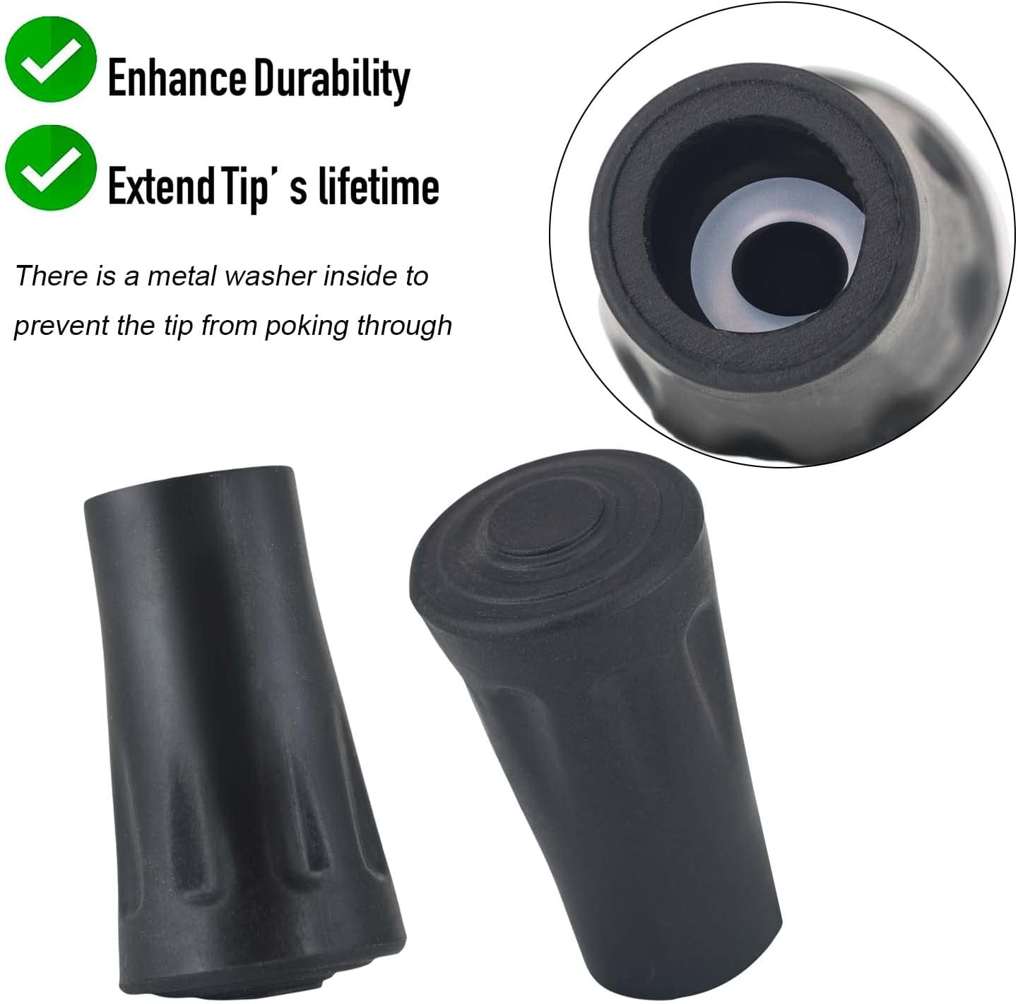Walking Stick Tips, Trekking Pole Accessories Rubber Tips, Set of 6 Snow Support Mud Support Replacement for Hiking Poles for All Common Trekking Poles, Hiking Sticks, Walking Poles - Image 3