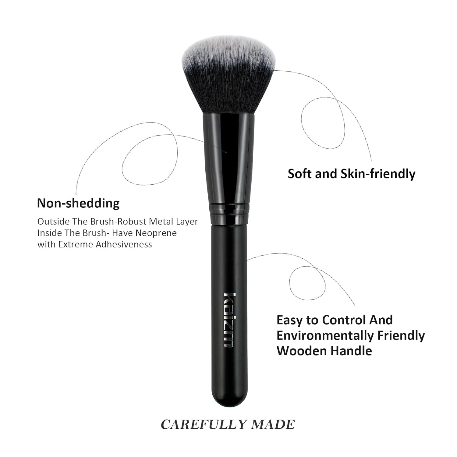 Daxstar Makeup Brushes with a Foldable Case, Makeup Kit 15PCS, Make up Brushes Set Black with 4 Makeup Sponges - Image 3