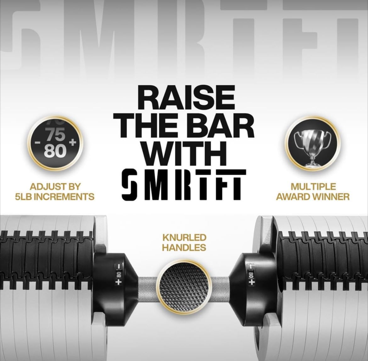 SMRTFT NUOBELL Adjustable Dumbbells | The Original All-in-One NUOBELL Adjustable Dumbbell Set | Feel Real Like Traditional Dumbbells | Highly Durable | Best 2 Year Warranty - Image 3