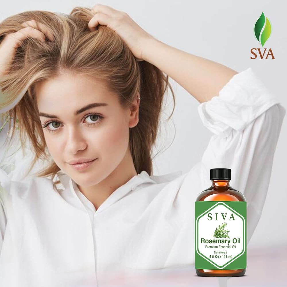 Siva Rosemary Essential Oil - 4 Fl Oz – Natural Rosemary Oil - for Diffuser, Face, Skin Care, Aromatherapy, Hair Care, Scalp and Body Massage - with Dropper - Image 6