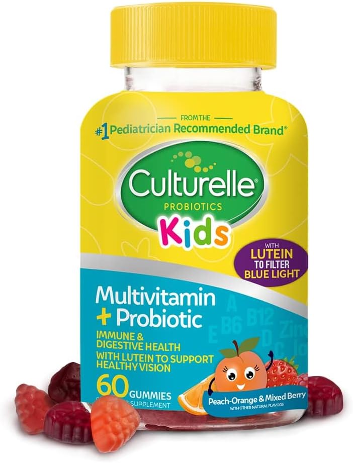 Culturelle Kids Probiotics, Multivitamin + Probiotic, Peach-Orange & Mixed Berry, 60 Gummies - Image 2