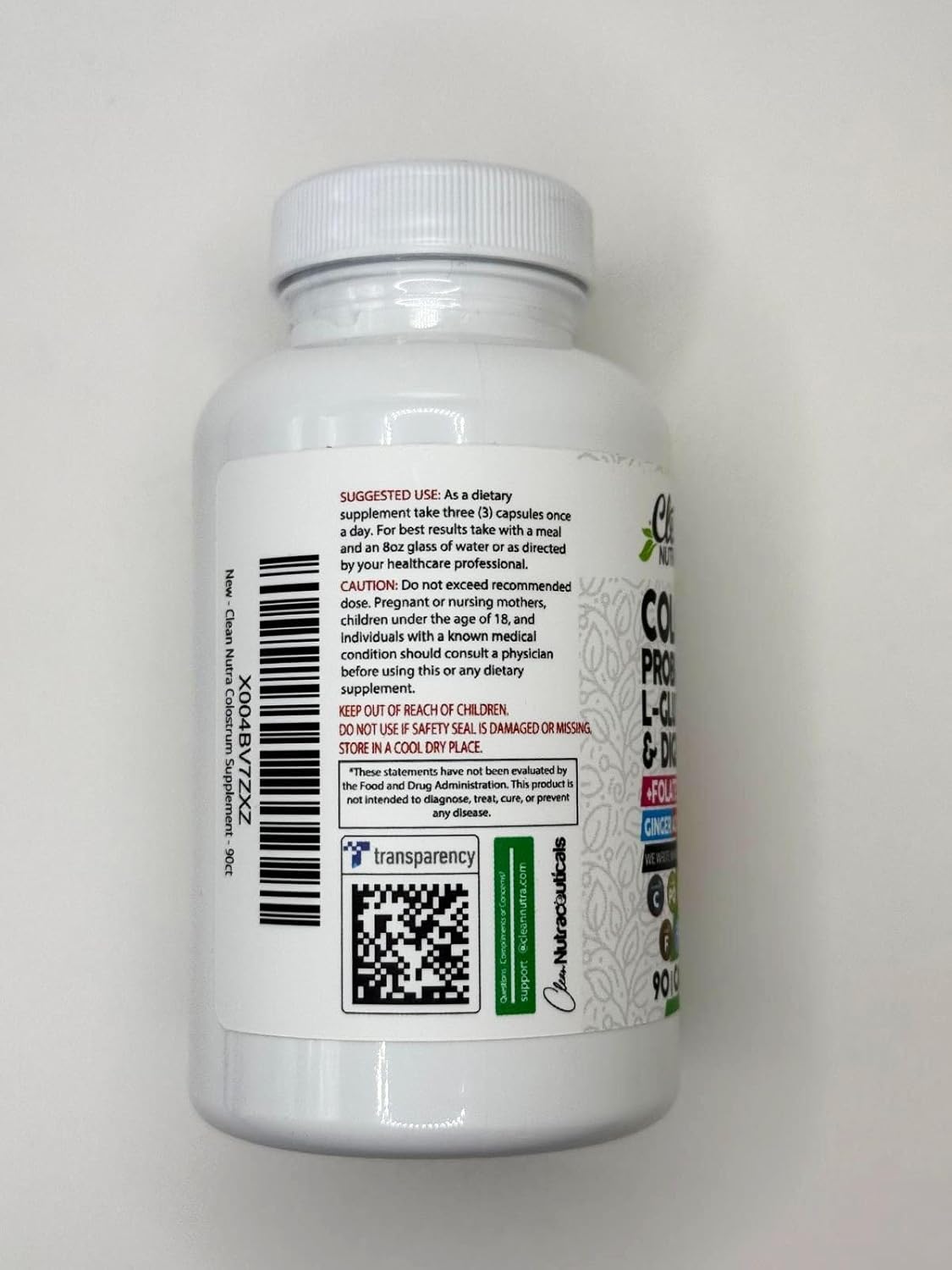 Clean Nutraceuticals Colostrum Supplement Capsules Probiotics Pills Prebiotics, L-Glutamine, Digestive Enzymes, Folate, Fiber, ACV, Turmeric, Apple Pectin and Turmeric Good Gut - Image 9