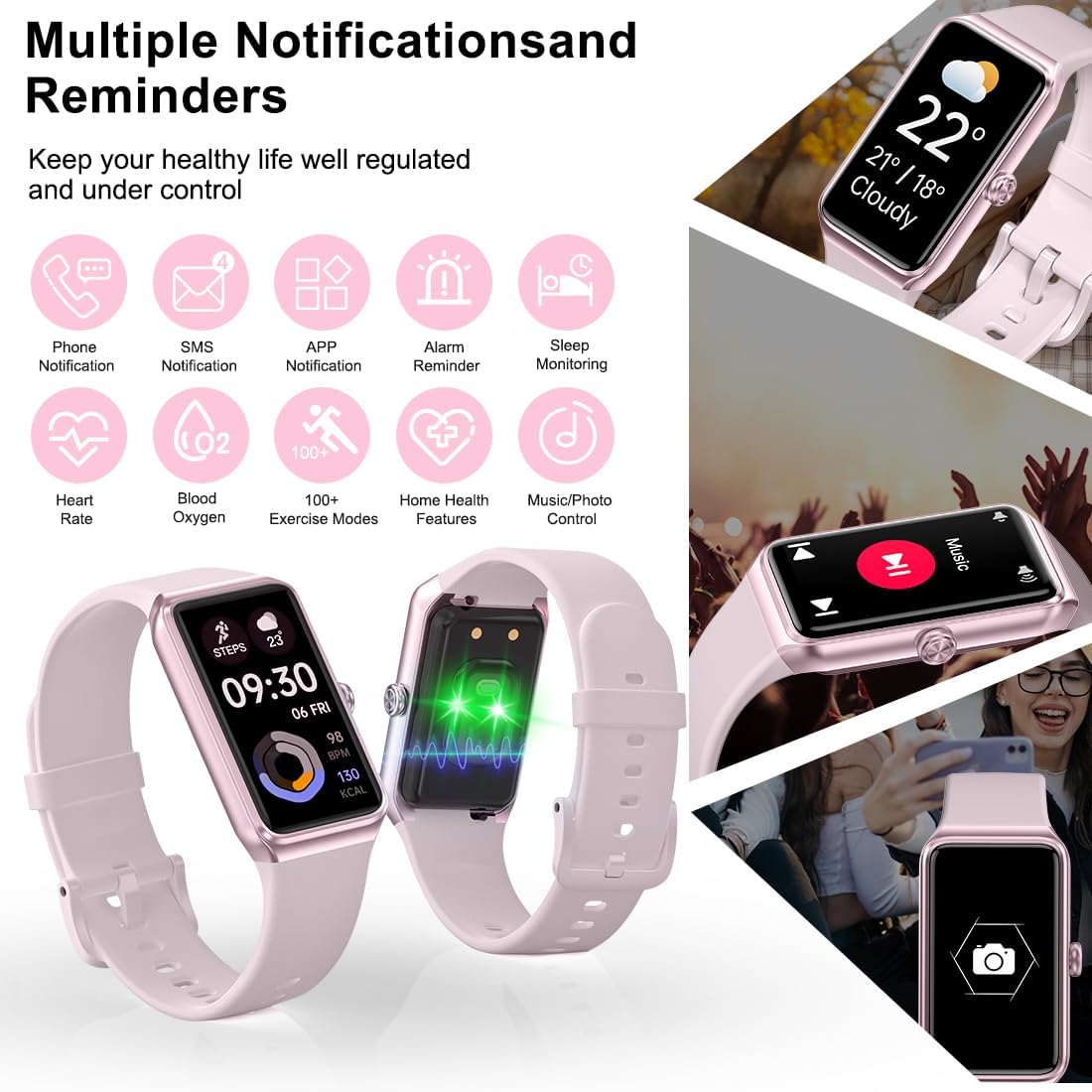 Fitness Tracker- Smart Watch with 1.47" Health Activity Trackers 24/7 Heart Rate,Stress Management, Monitor Blood Oxygen, Sleep Tracking, Waterproof Fitness Watch for Android iPhone Women Men(Pink) - Image 8