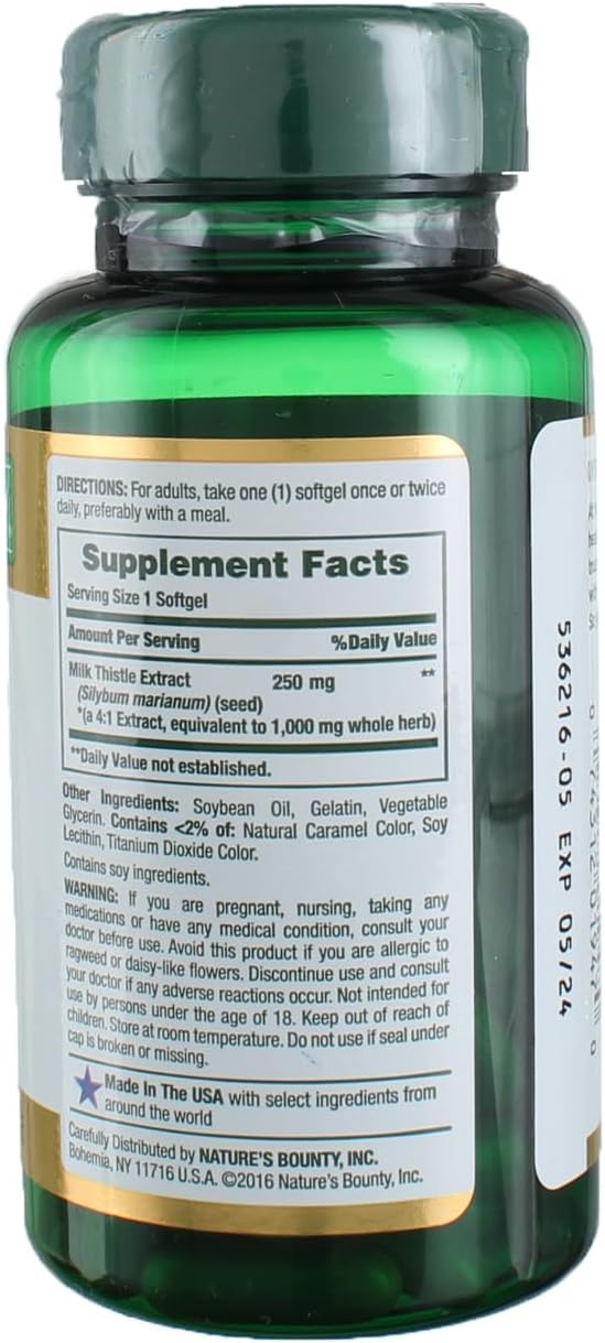 Nature's Bounty Milk Thistle 1000 mg, 50 Softgels (3 Pack) - Image 3