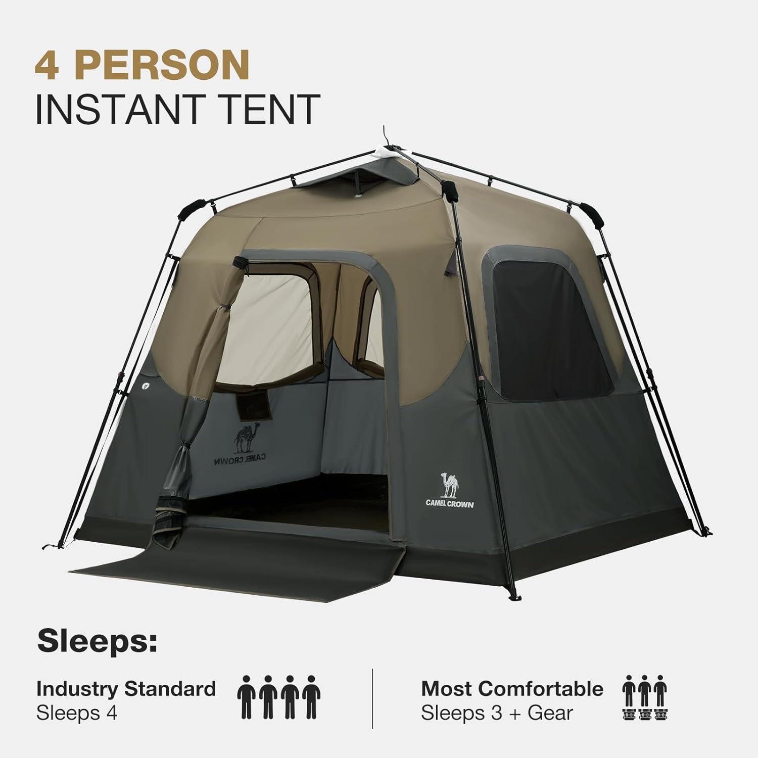 CAMEL CROWN Instant Tents for Camping 4-6 Person Tent Waterproof Easy Setup Sets Up in 60 Seconds Backpacking Tents with Carry Bag for Outdoor Hiking - Image 8