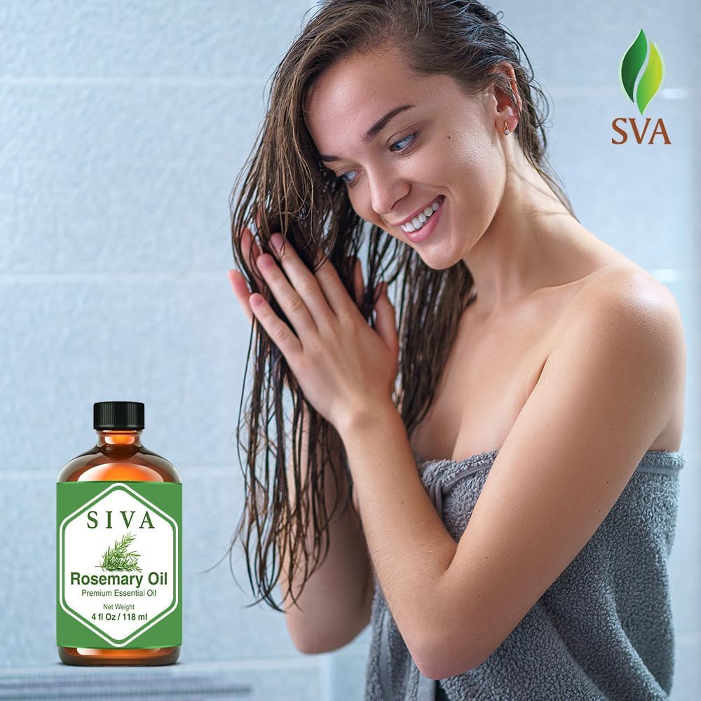 Siva Rosemary Essential Oil - 4 Fl Oz – Natural Rosemary Oil - for Diffuser, Face, Skin Care, Aromatherapy, Hair Care, Scalp and Body Massage - with Dropper - Image 4