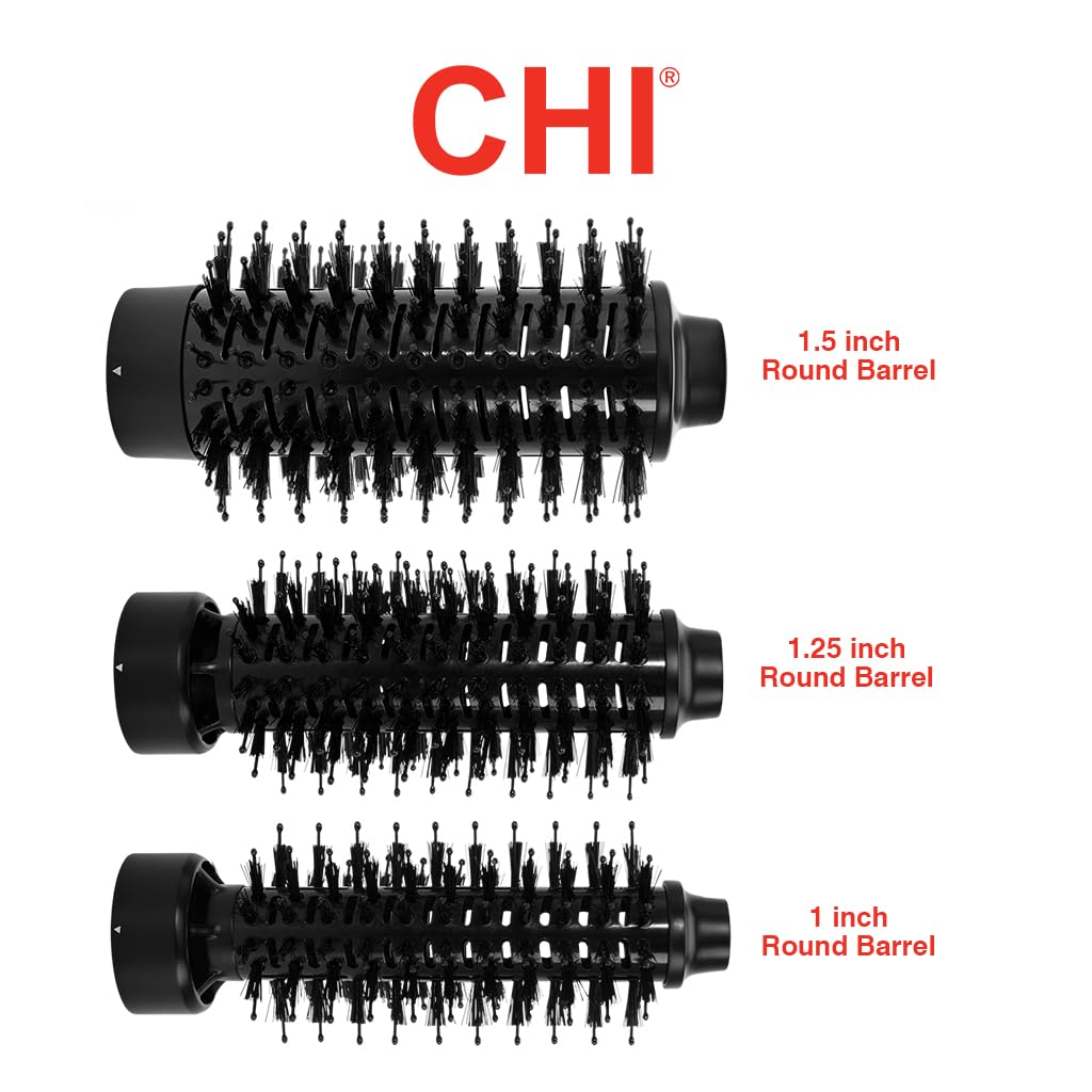 CHI 3-in-1 Round Blowout Brush, Hair Dryer Brush For Smooth, Frizz-Free Hair, 3 Interchangeable Brush Heads & Adjustable Heat Settings - Image 3