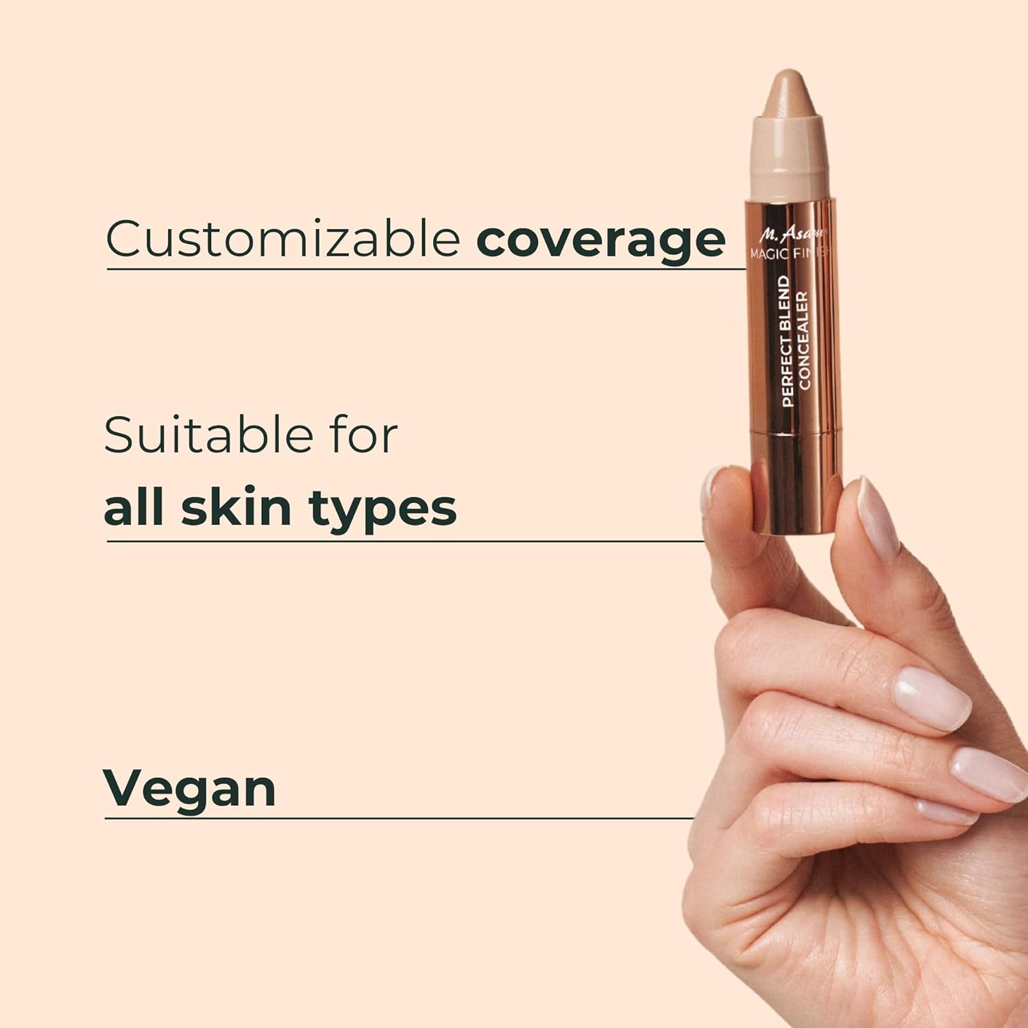 M. Asam MAGIC FINISH Perfect Blend Concealer Nude (0.1 Oz) - concealer perfects & conceals blemishes & imperfections, make-up with adjustable coverage & instant blur effect, vegan - Image 4