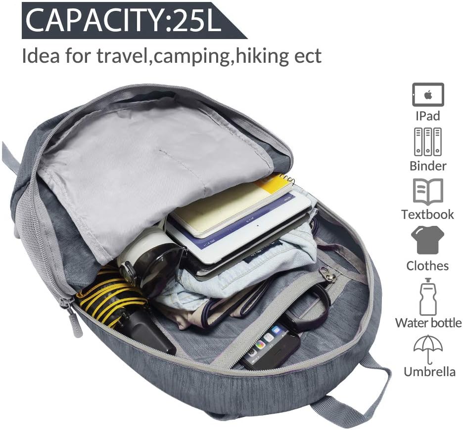 ZOMAKE 25L Ultra Lightweight Packable Backpack, Foldable Hiking Backpacks Water Resistant Small Folding Daypack for Travel(Black) - Image 4