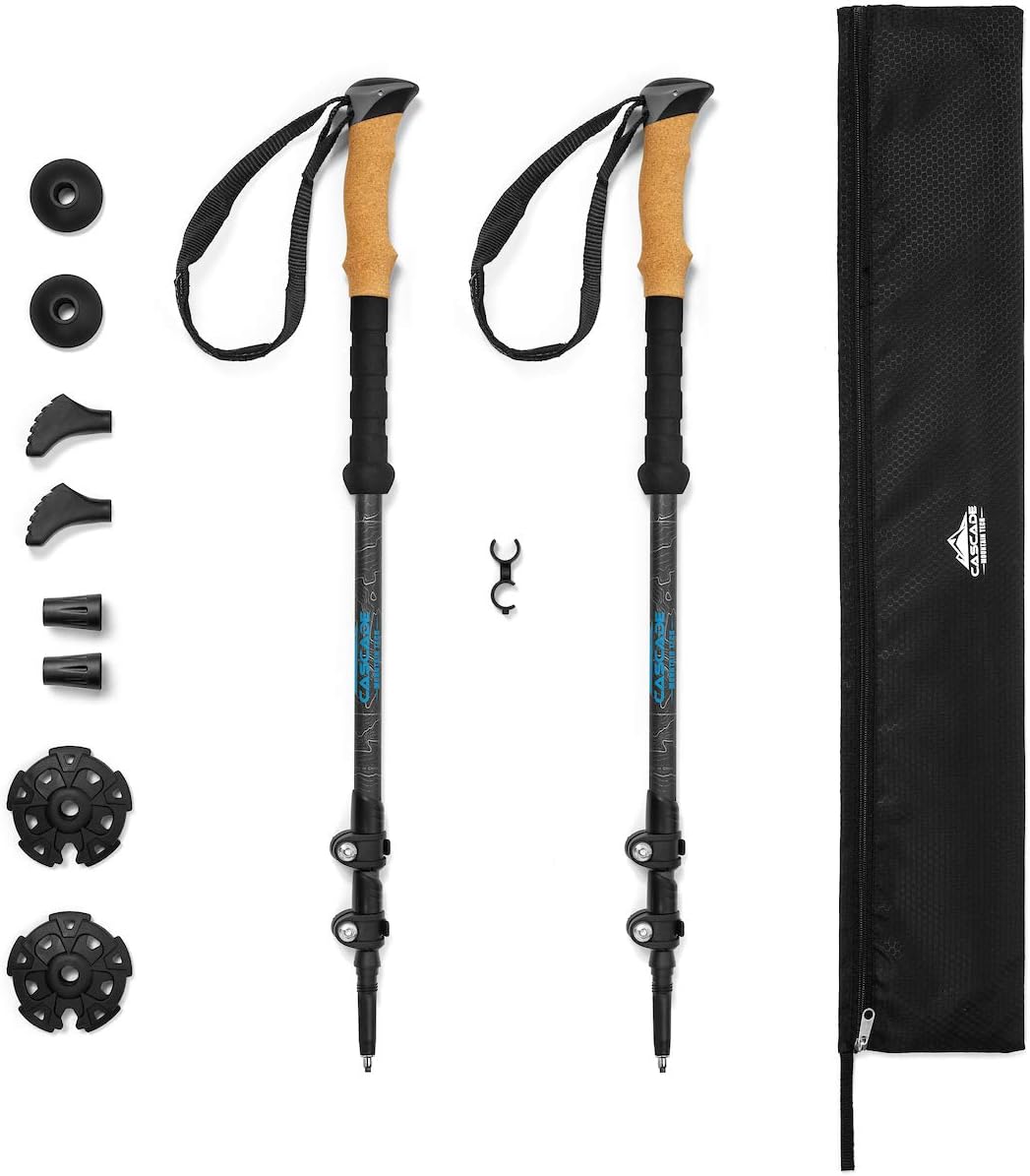 Cascade Mountain Tech Trekking Poles - Carbon Fiber Walking or Hiking Sticks with Quick Adjustable Locks - Image 2